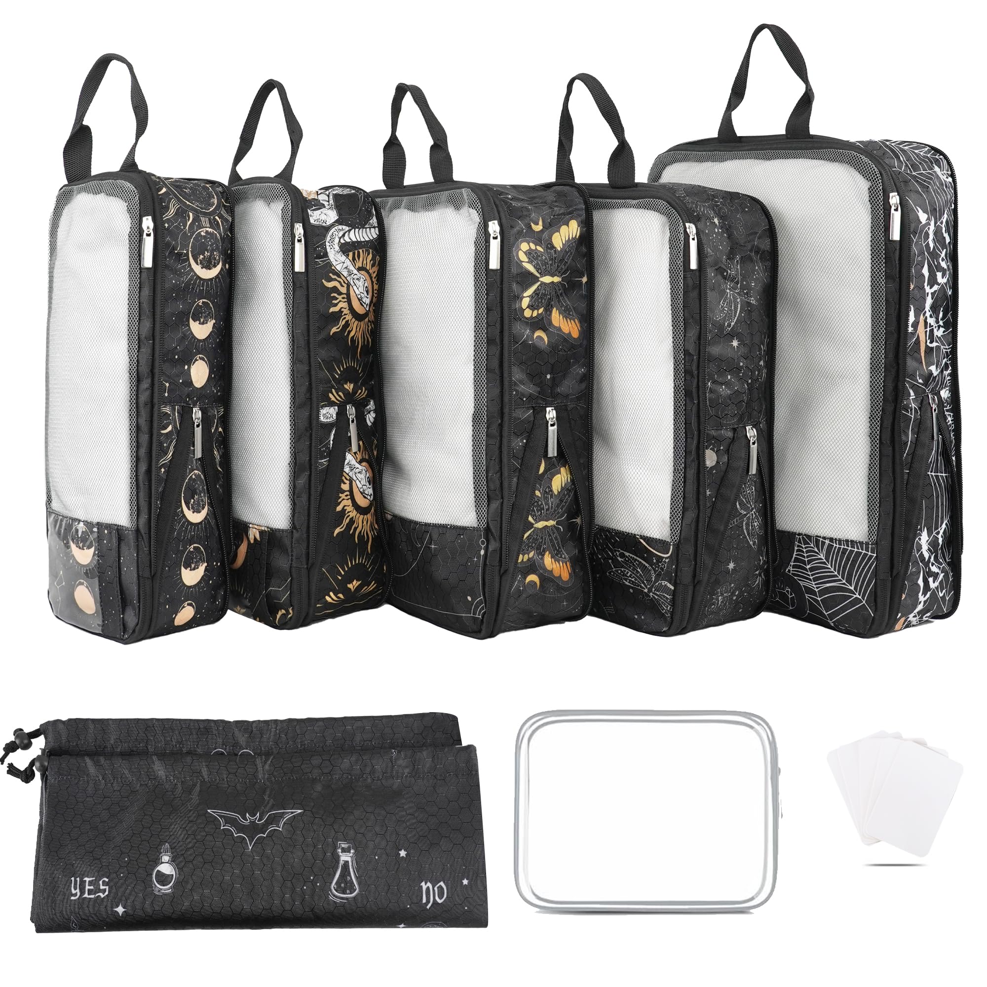 Xmzsdz 7 Pcs Compression Packing Cubes for Travel Luggage, Lightweight Suitcase Organizer Bags Set, Compression Packaging Cube for Travel Essentials,