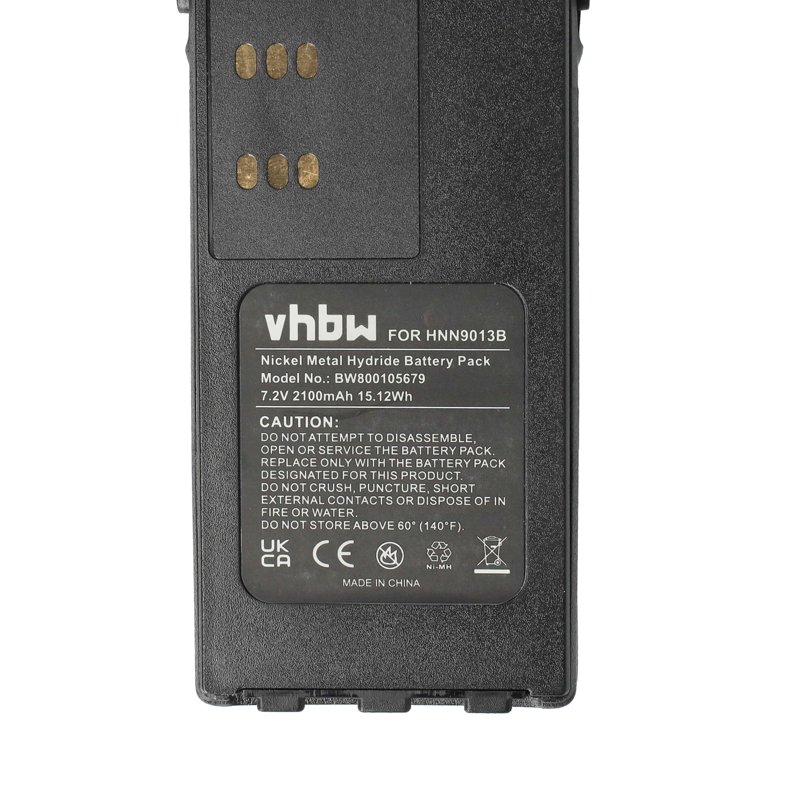 vhbw NiMh batteria 2100mAh (7.2V) per la radio, walkie-talkie Motorola GP340, GP360, GP380, GP540, GP580, GP640, GP680, HT1200 sostituisce HNN9013