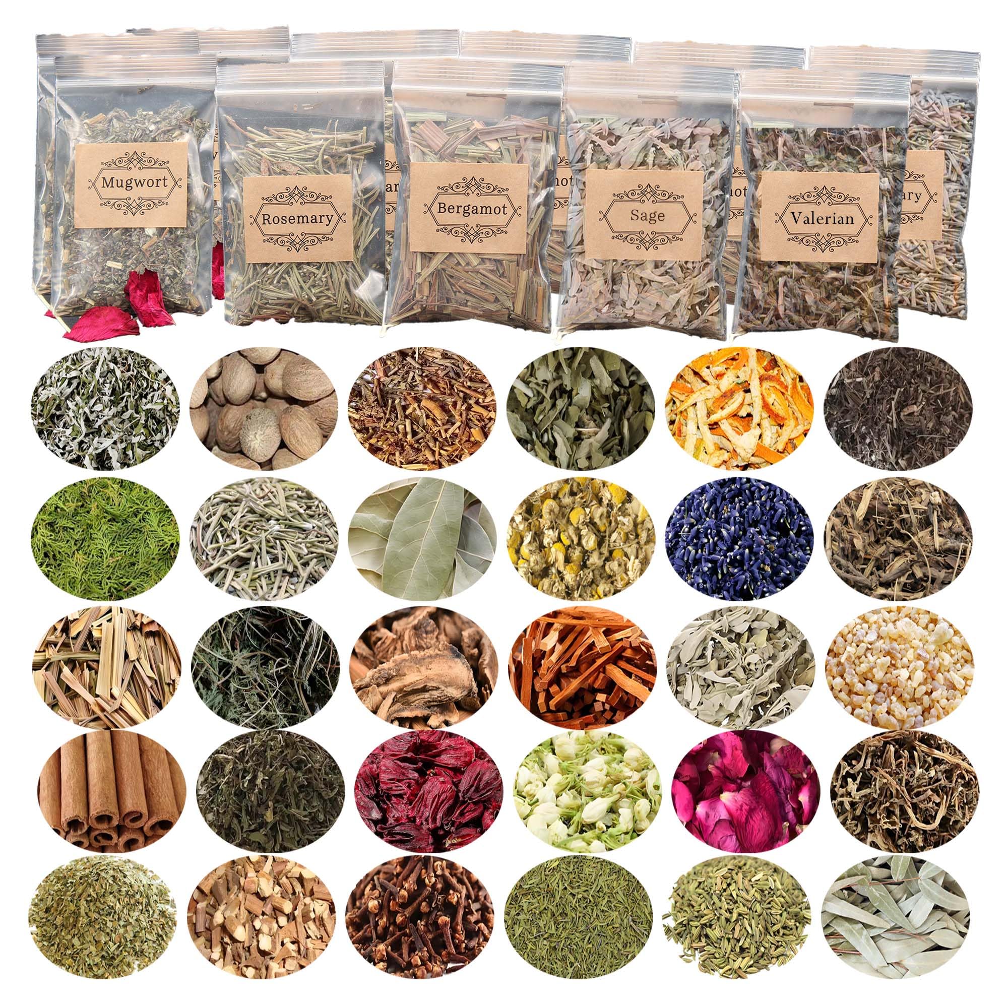 Witchcraft Herbal Kit, 30 Dried Herbs and Dried Flowers for Witch Altar Supplies, Wiccan Rituals, Pagan Magic, Apothecary Herbs, Spiritual Healing, Witchcraft Supplies