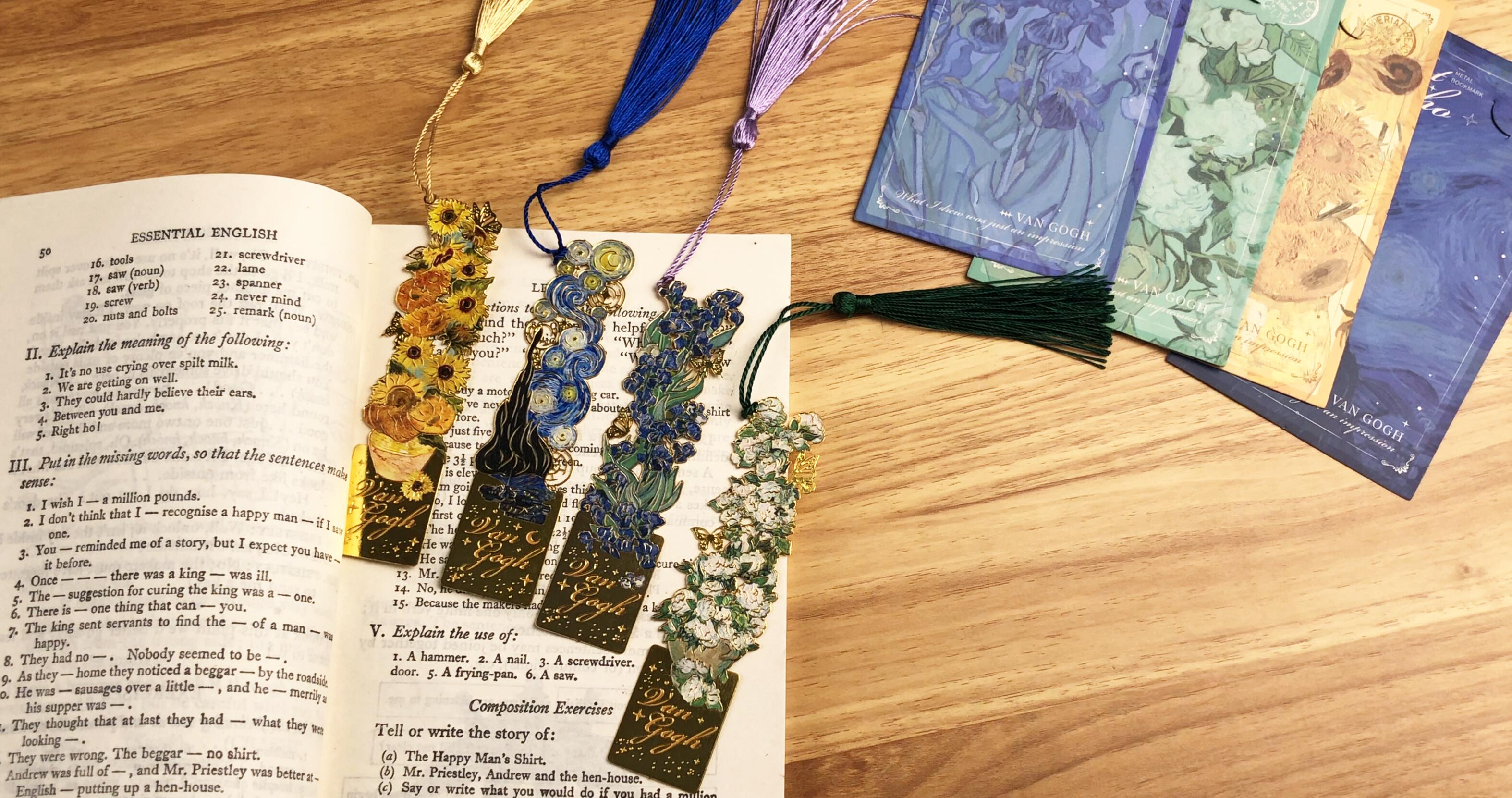 Amazon.com: 4 Pieces Bookmarks with Tassel, Golden Hollow Metal