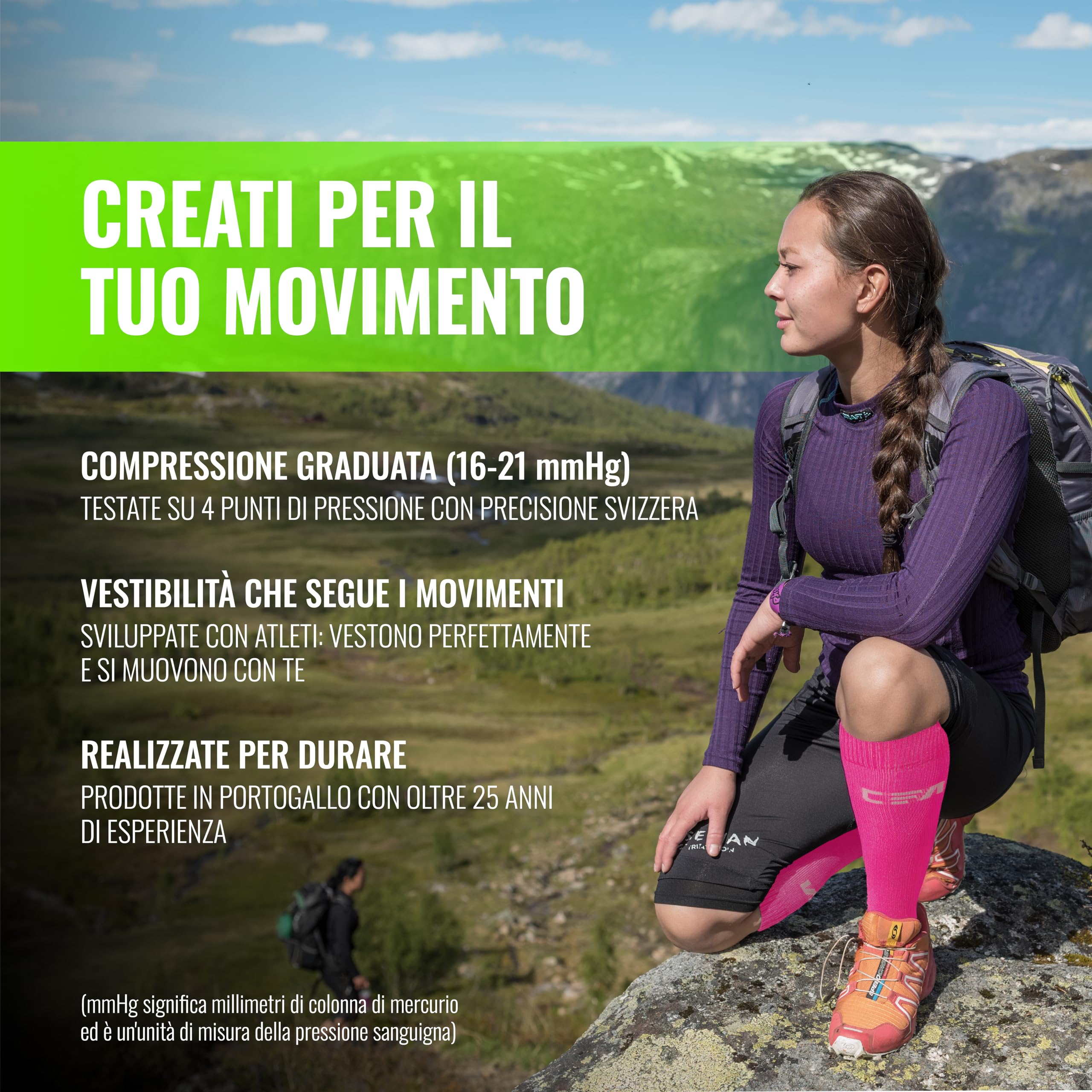 CFA V1 Calze Compressione Graduata Donna e Uomo | Calze Elastiche Sportive Per Circolazione, Vene Varicose, Gravidanza, Antitrombo, Ciclismo, Running | Made In EU FOR ATHLETES