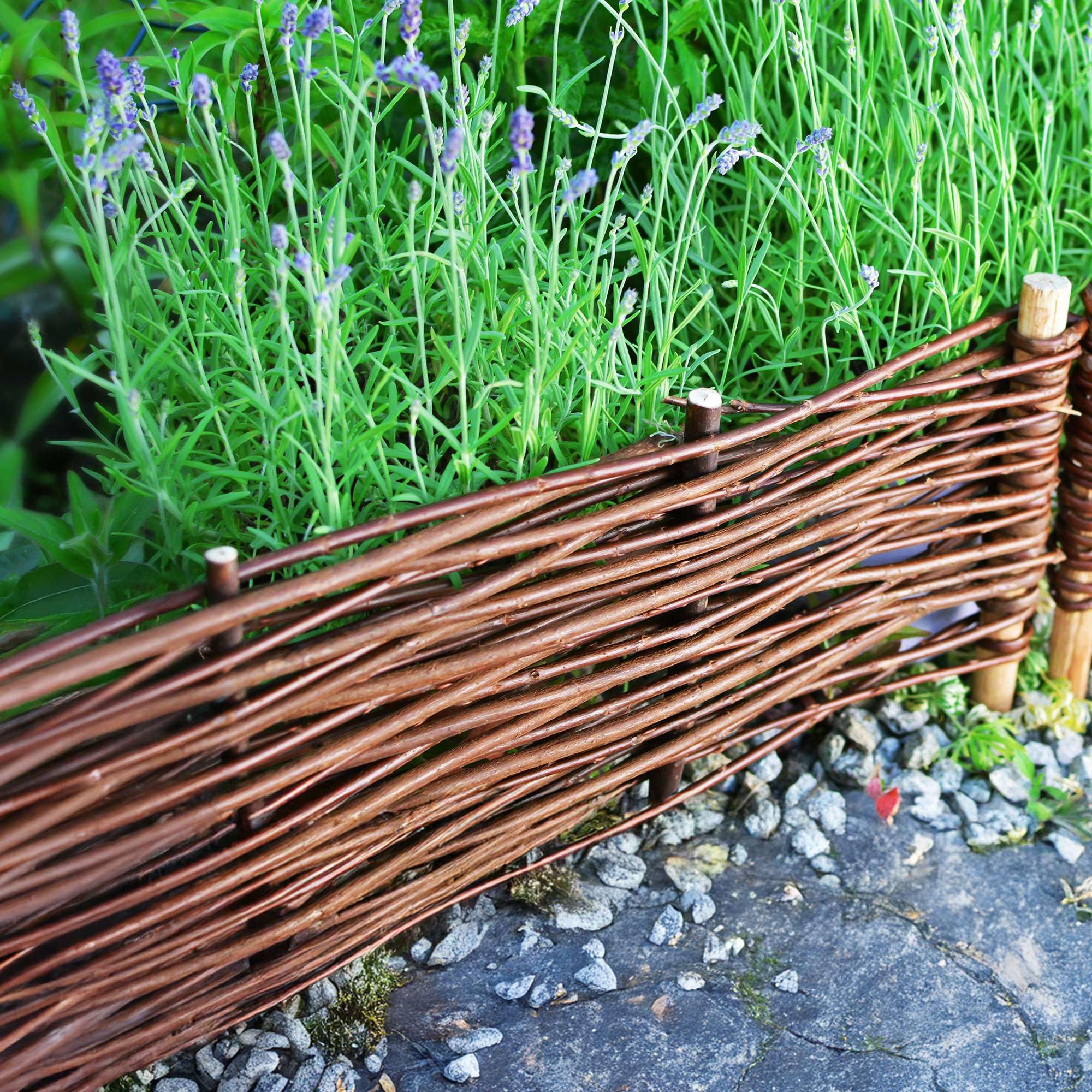 BOGATECO Bordures de Parterre en Saule | 100 cm de Long et 10 cm de Haut | Clôture en Bois pour Jardin | Délimitation de Chemin