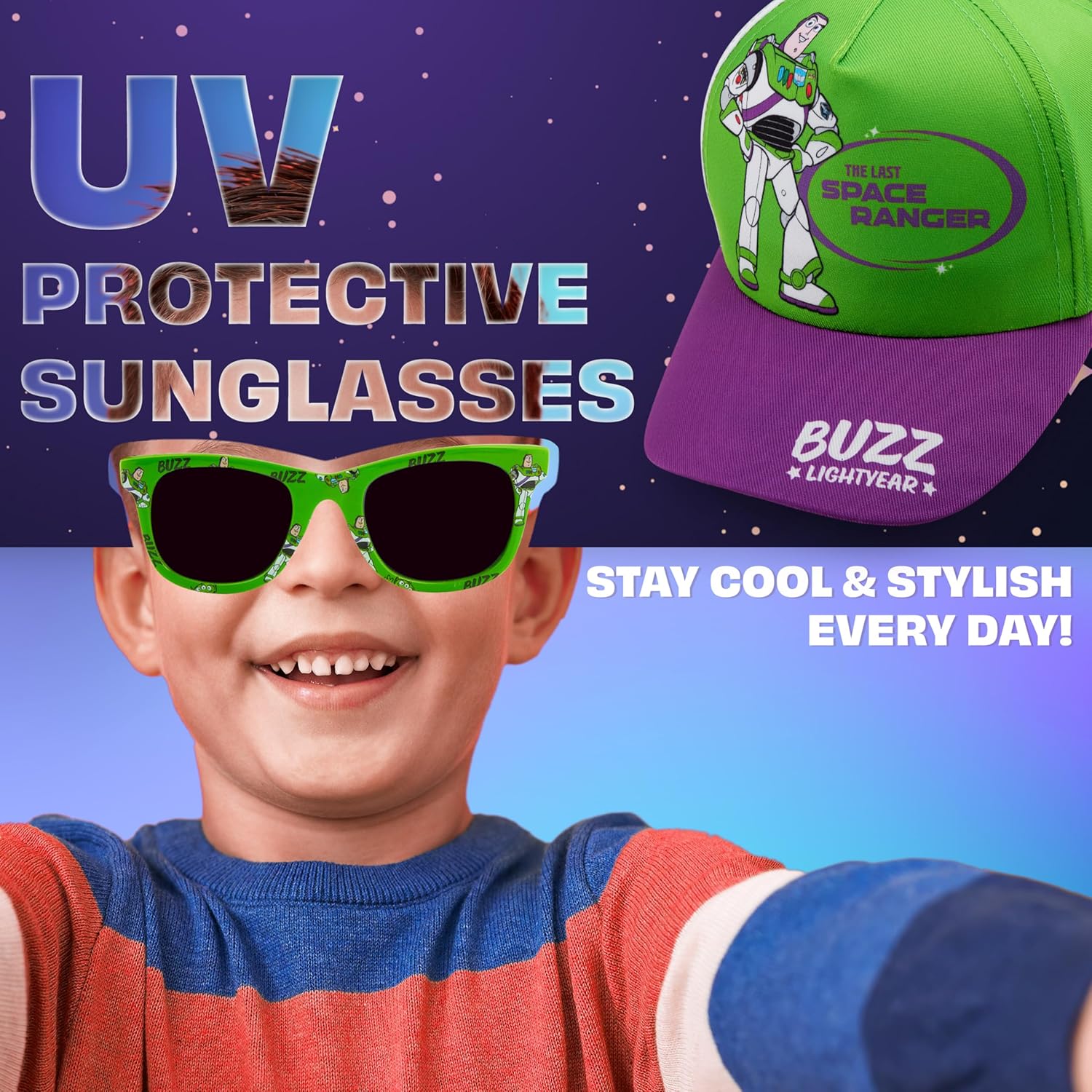 Get Trend Baseball Cap and Kids Sunglasses Set Adjustable Breathable Sun Hat 100% UV Summer Accessories Gifts for Boys - Image 3