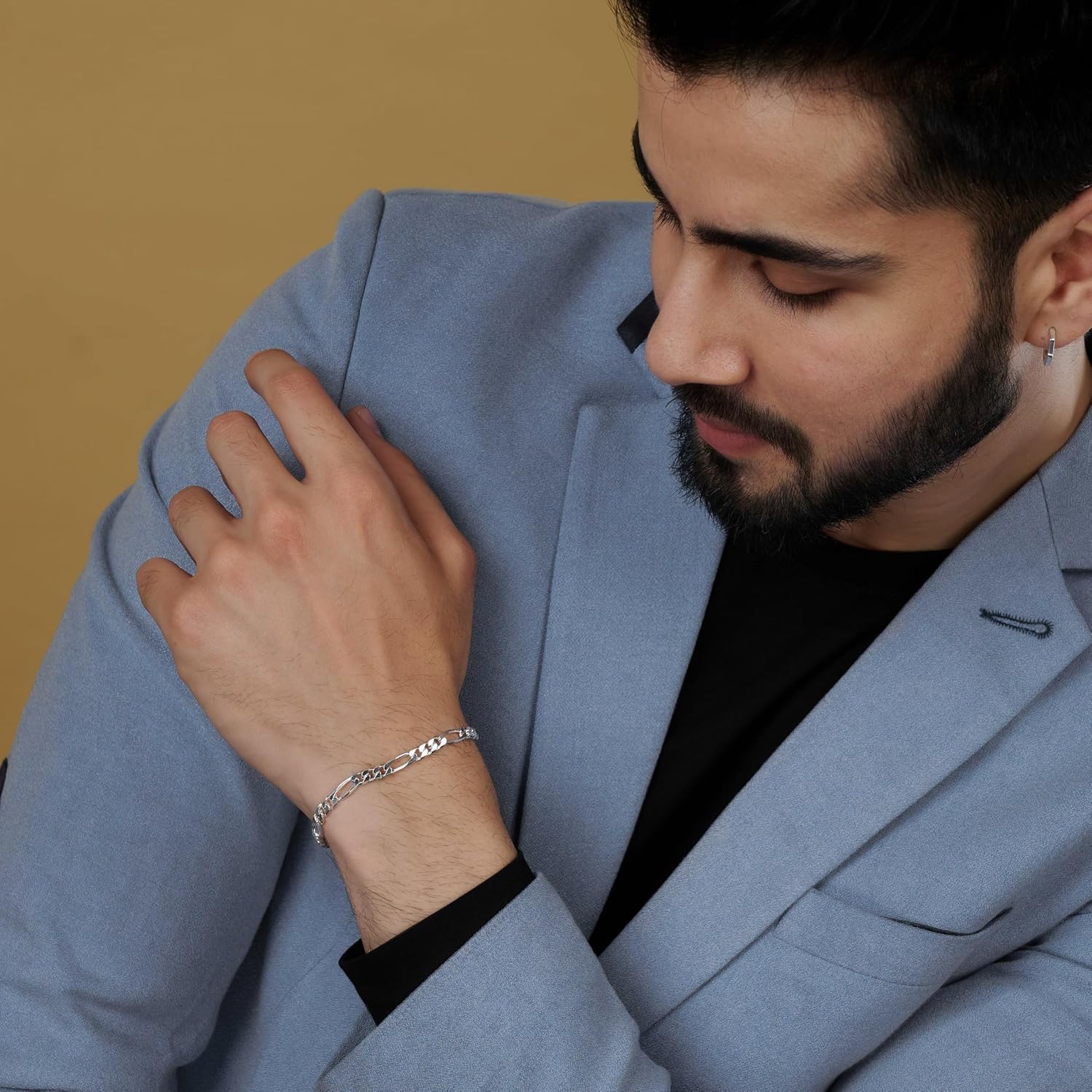 LeCalla Solid 925 Sterling Silver Figaro Link Chain Bracelet | Italian Diamond-Cut Figaro Chain Bracelet for Women Men, Made in Italy (7, 7.5, 8, 8.5, 9 Inches) - Image 4