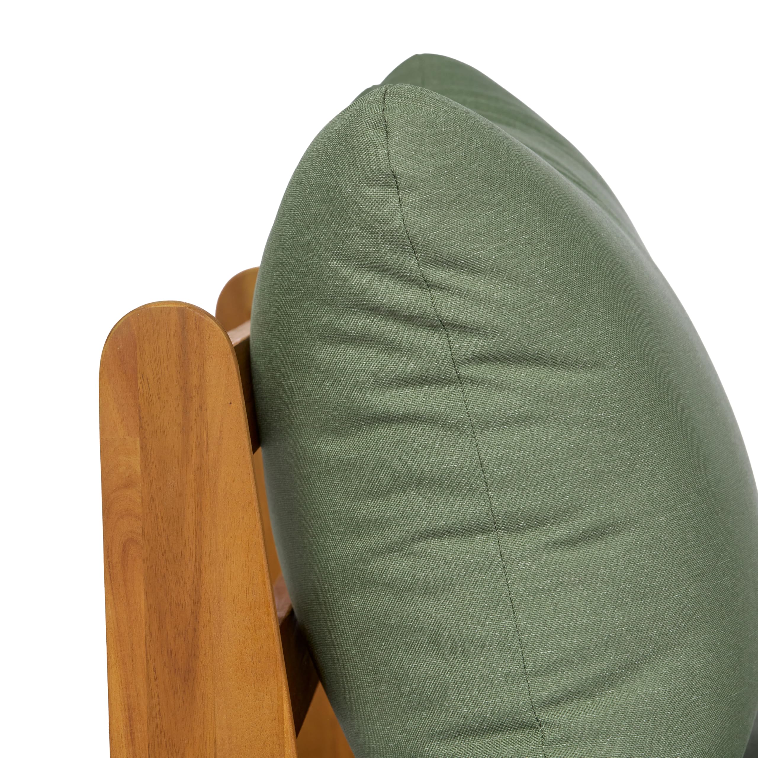 Merax Outdoor Acacia Wood Sofa with All-Weather Cushions, Green+Teak — product photo