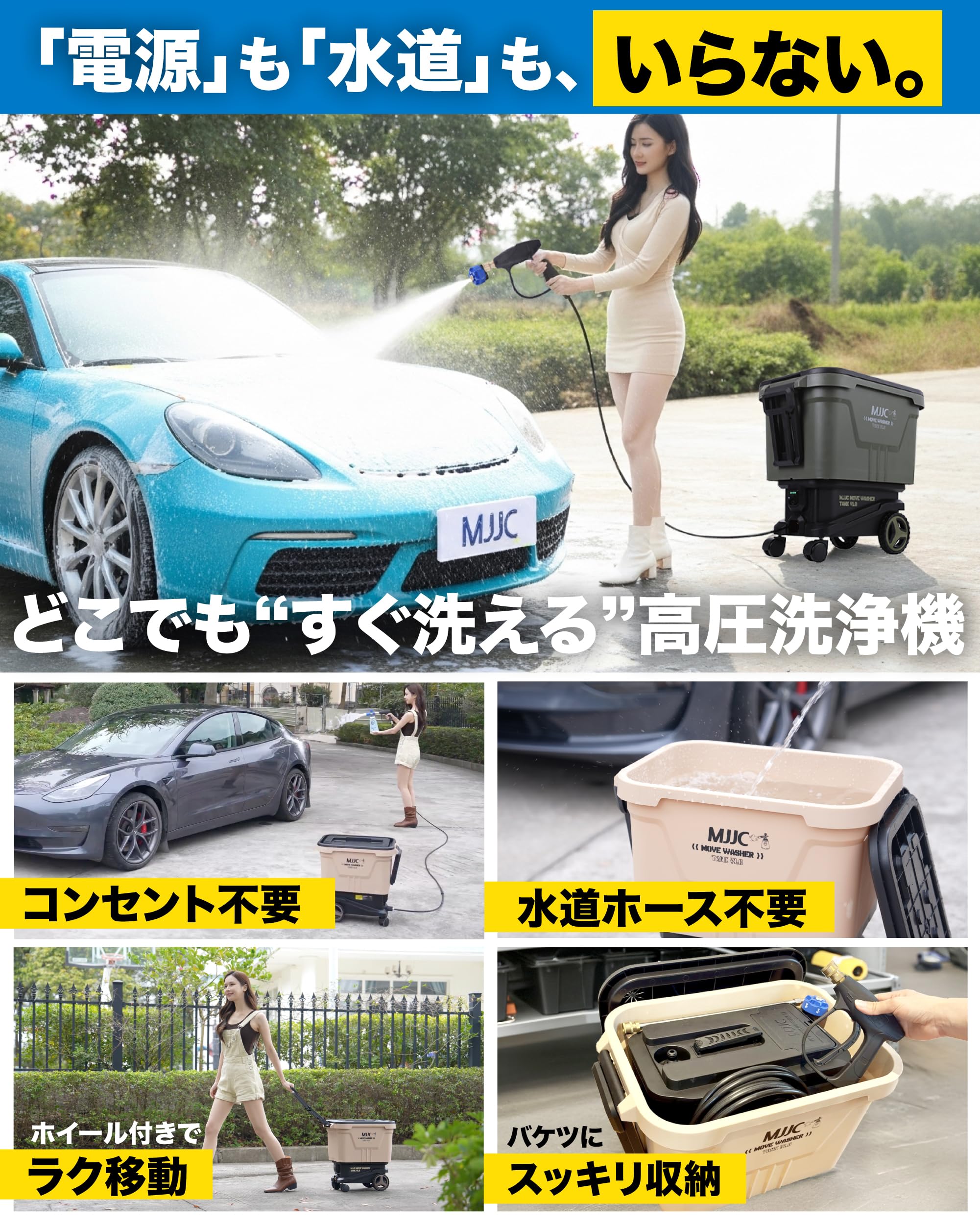 Amazon.co.jp: MJJC Portable High Pressure Washer, Cordless