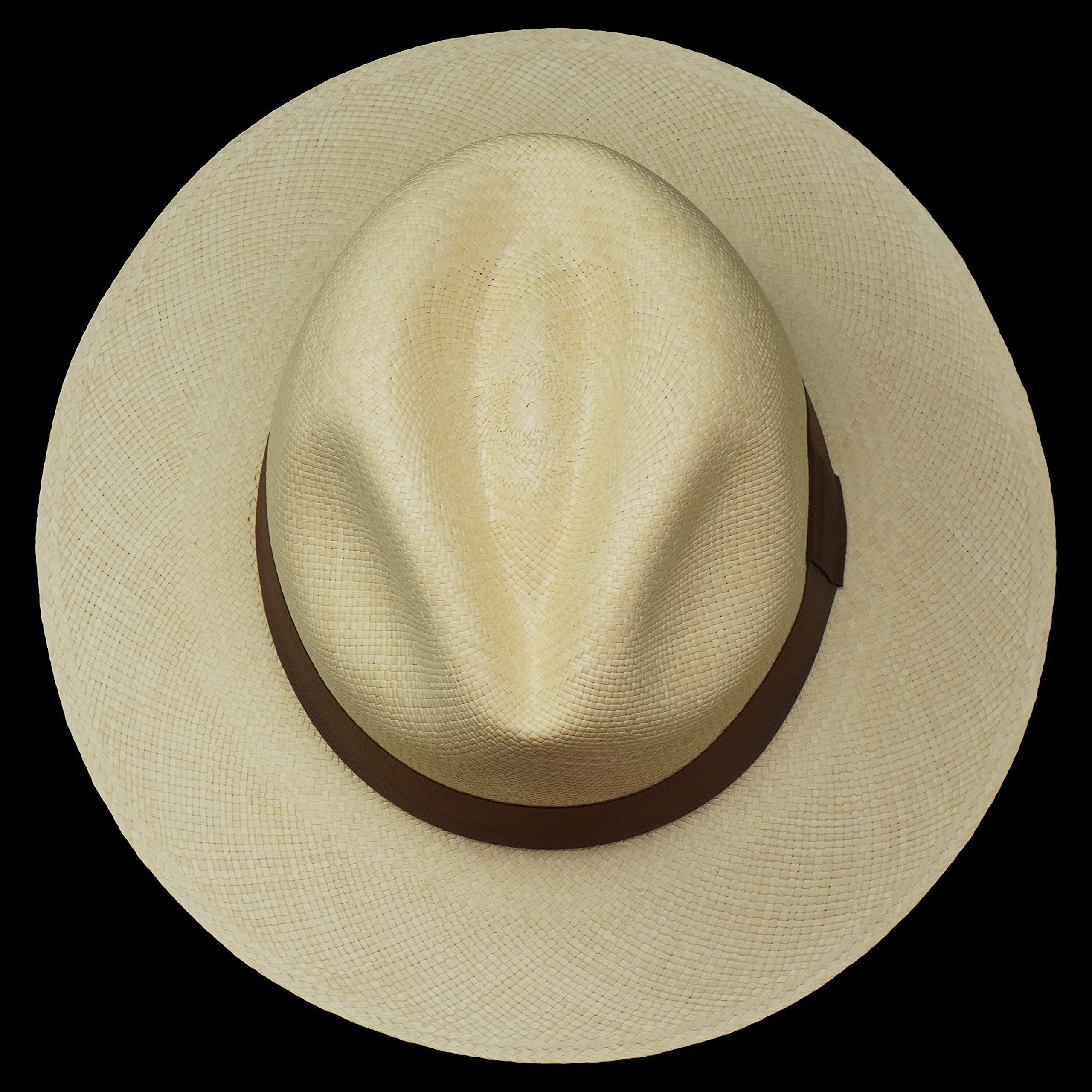 Borges & Scott Der Hudson - Fedora Panamahut - Weiß mit schwarzem Band - Rollbarer und Leichter Original Panama Hut