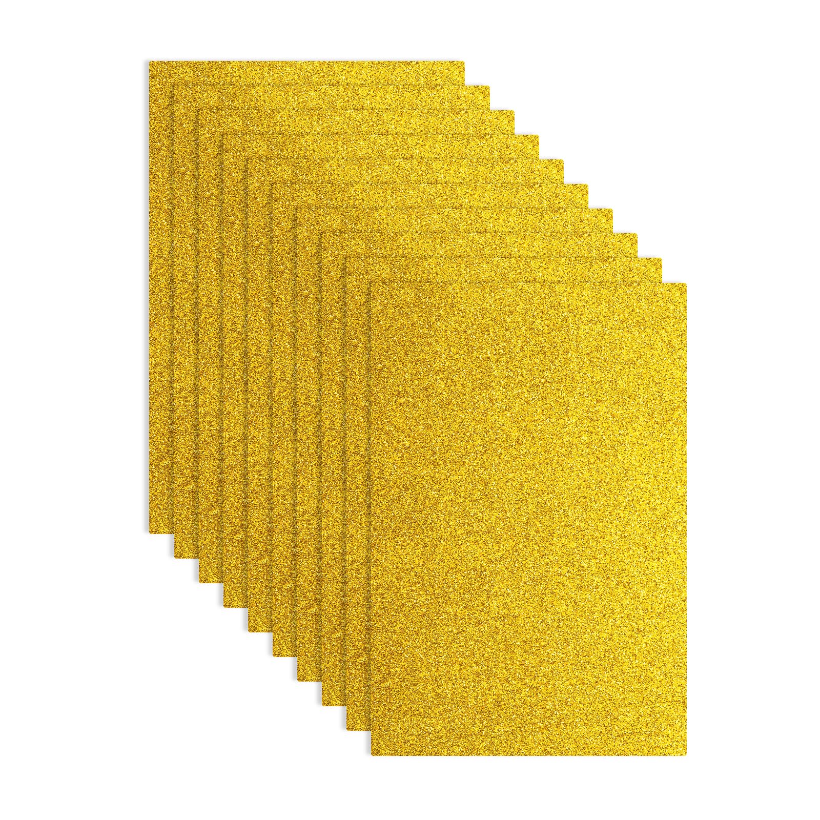 sourcing map 10 Pack Yellow Glitters Foam Sheets, 8 x 12 Inch Self-Adhesive Sparkle EVA Foam Sheets Thin Foam Paper for Crafting, DIY Project, Classroom, Scrapbooking (1.5mm Thick)