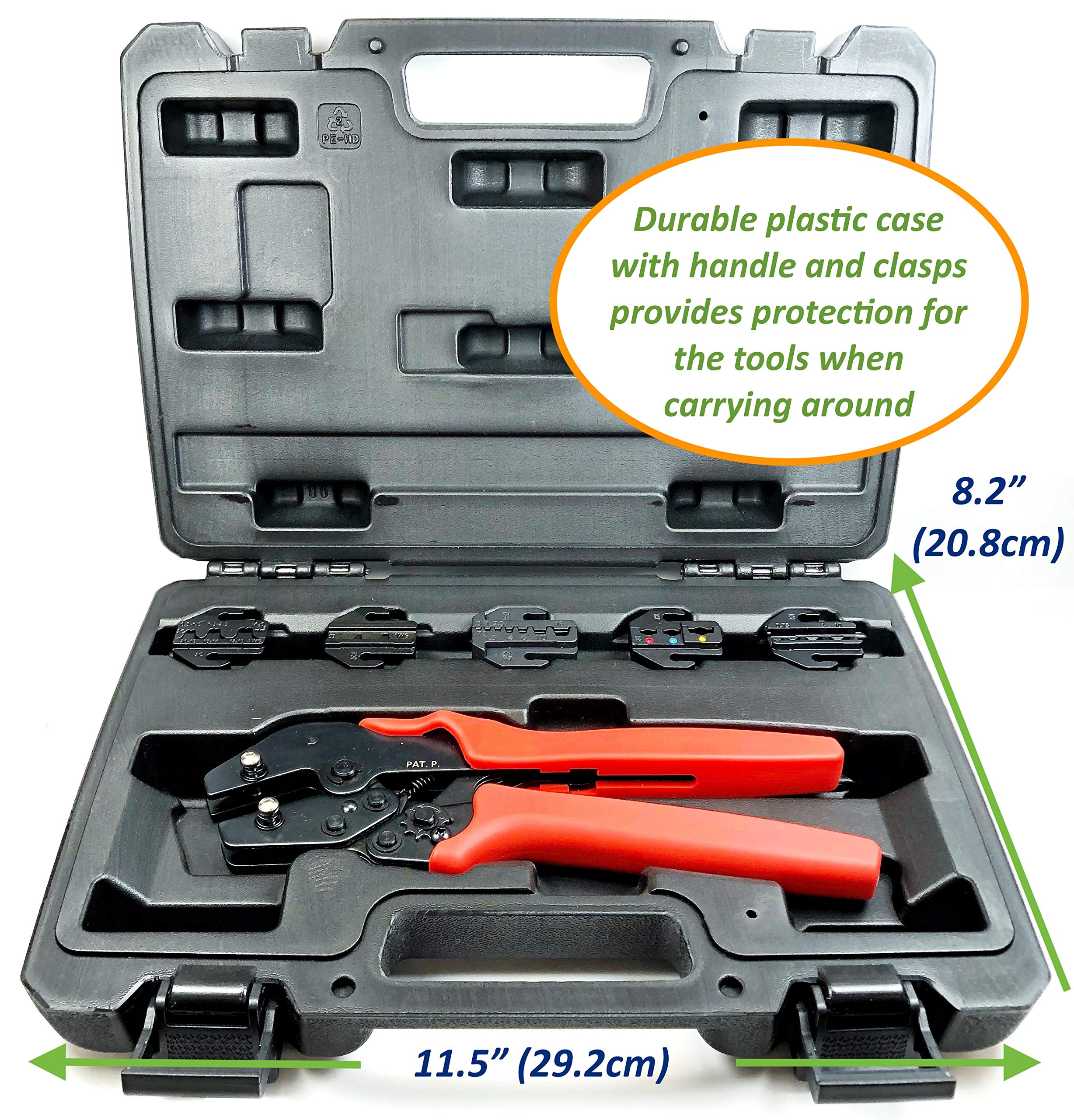 ConnectoRF Quick Interchangeable Ratchet Crimping Tool Kit with Plastic