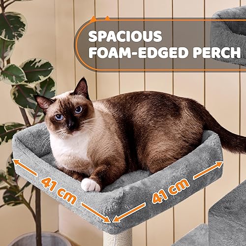 Miniatura 5 de Topeakmart 59 pulgadas gato árbol gato torre soporte casa condominio con hamaca grande rascador poste gatito mascota casa de juego