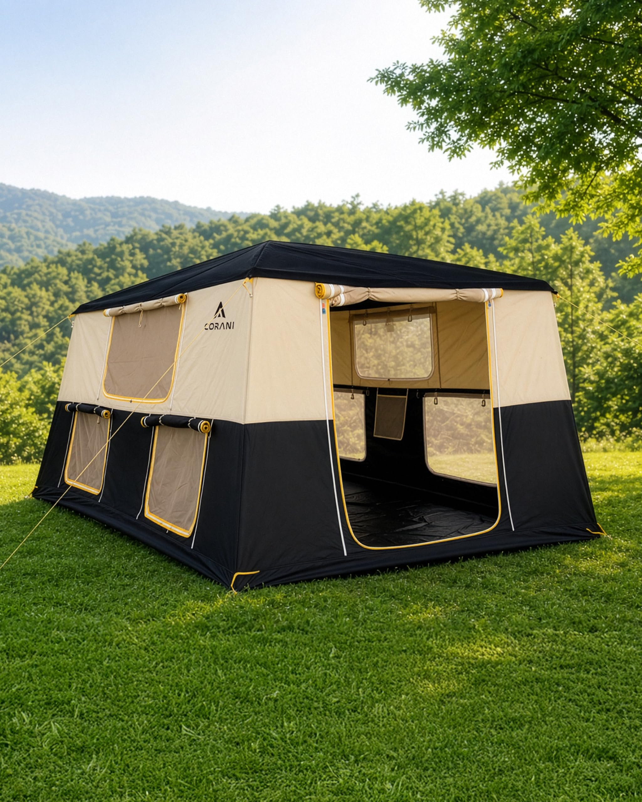 Photo 1 of CORANI Inflatable Cabin Tent - 10 Person, 14.1x9ft, Beige/Black