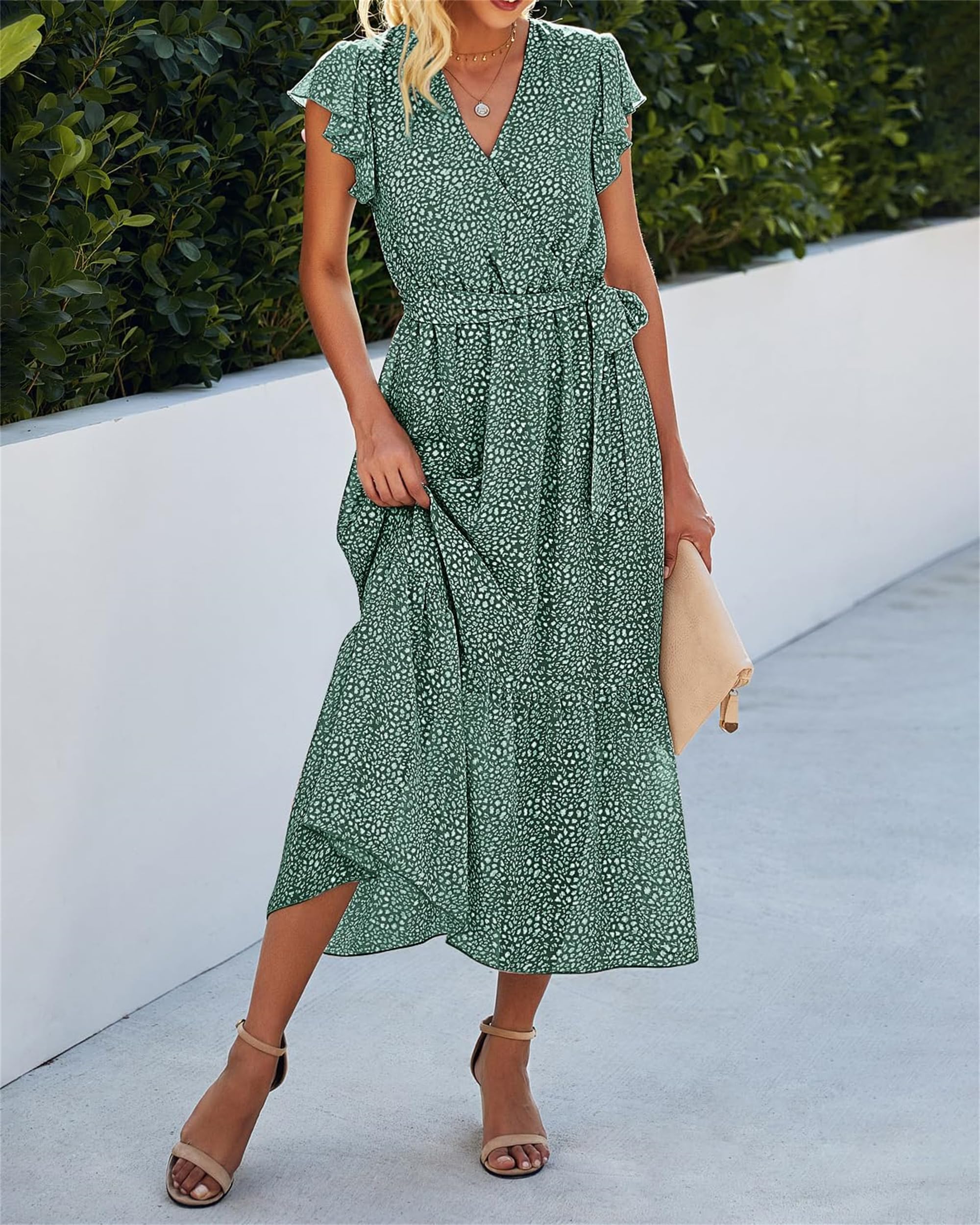 ShopWonder - Vestido De Verano Para Mujer, Talla Grande, Cuello En V