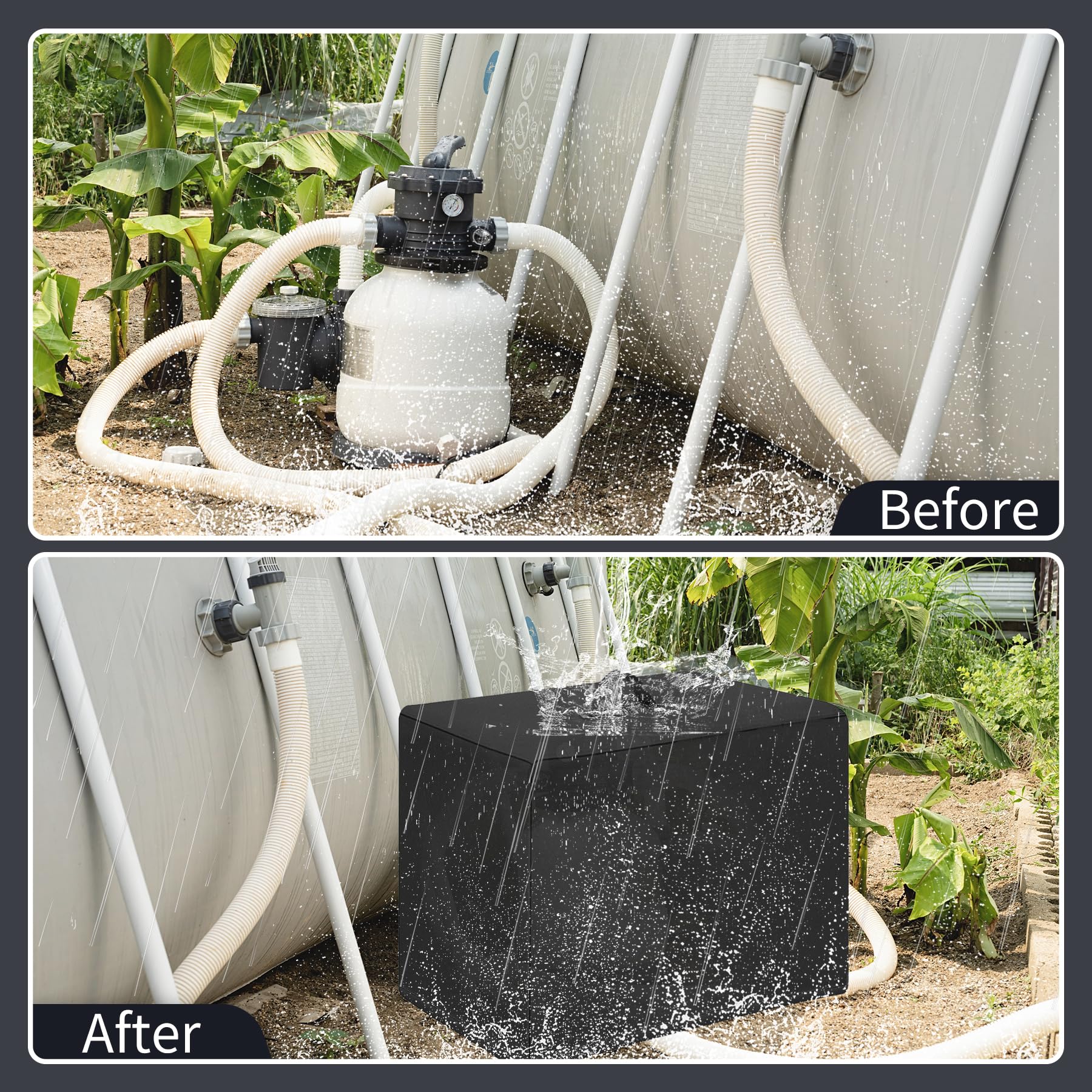 TZEKING Sandfilteranlage Pool Abdeckung,wasserdichte Sandfilteranlage Abdeckung für INTEX Poolpumpe Sandfilter,UV-beständiges Oxford-Gewebe,für Poolpumpe,84x61x86cm