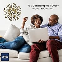 Vista 4 de Riverside Designs Wacky Sun - Arte de pared de metal para interiores y exteriores, escultura de pared dorada de 18 pulgadas a prueba de óxido