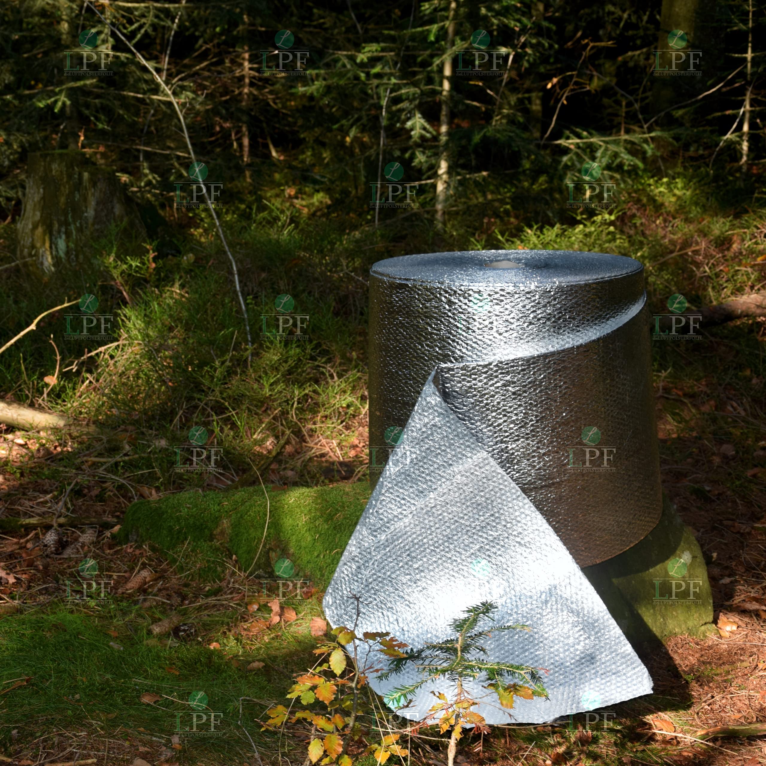 2 Rollen Luftpolsterfolie ALUMINIUM kaschiert Breite 50 cm x Länge 60 m / 250 my Luftpolsterfolie ALU Isolierung Isolierfolie Noppenfolie Knallfolie Blasenfolie Blisterfolie Isolierband