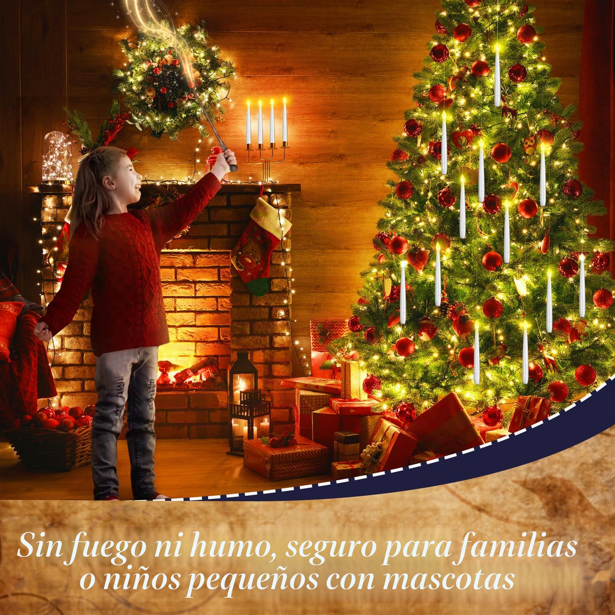 Velas flotantes, Velas LED sin llama con Varita Mágica de Control Remoto, Vela con Pilas para Fiestas Familiares Decoraciones Navideñas de Halloween (20 Pc)