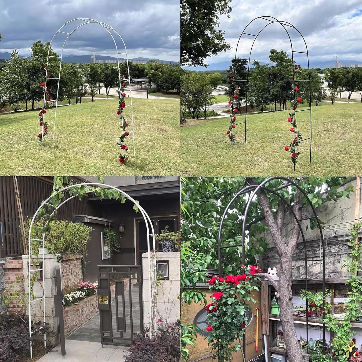 Metal Garden Arbor Wedding Arch, Pergola Arbor For Climbing Plant Roses Vines, Indoor Outdoor Garden Patio Bridal Party Decoration Wedding Arch, Arch For Climbing Vines Garden Arbor(Green,2x2.3x0.4m)
