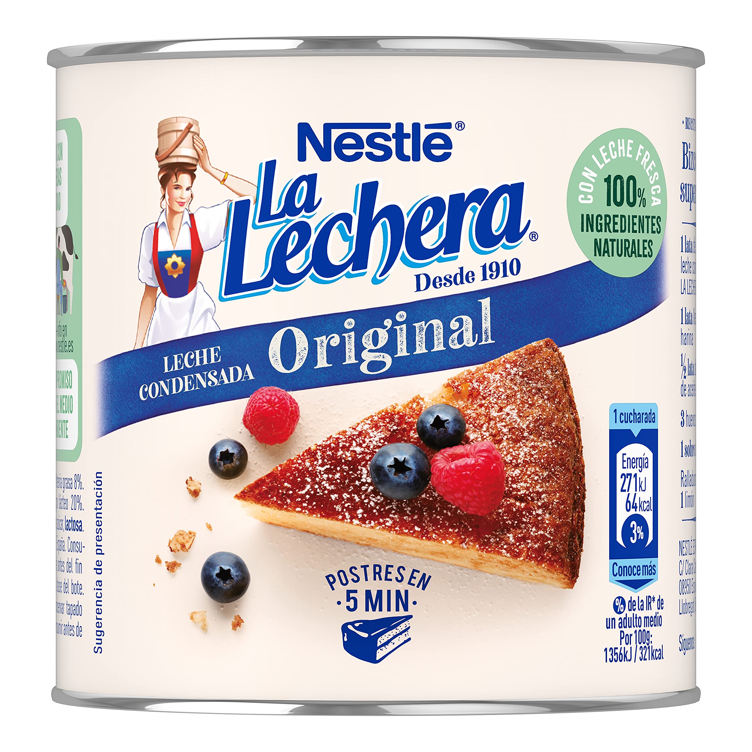 Nestlé La Lechera Leche condensada entera, Lata de 370 gr