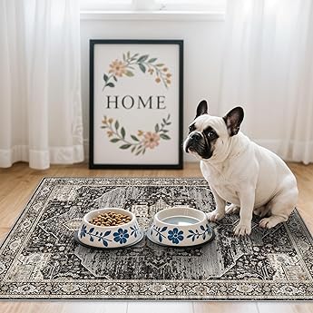 RUUGME Washable 9 ft Round Area Rug - Large Boho Rugs for Living Room Stain Resistant Carpet Vintage Tribal Rugs for Bedroom Kitchen Bathroom with Non Slip Backing Decor Floor Mat 9ft Brick