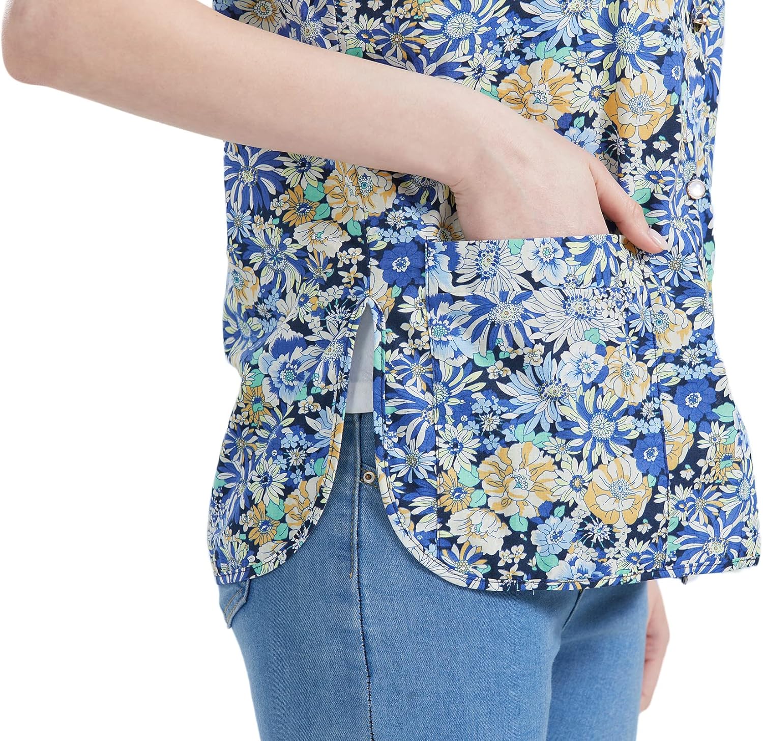 Nanxson Women Cobbler Apron with 2 Patch Pockets, Cotton Printed Bib, Smock with Buttons for Work Chef kitchen CF3177 - Image 8