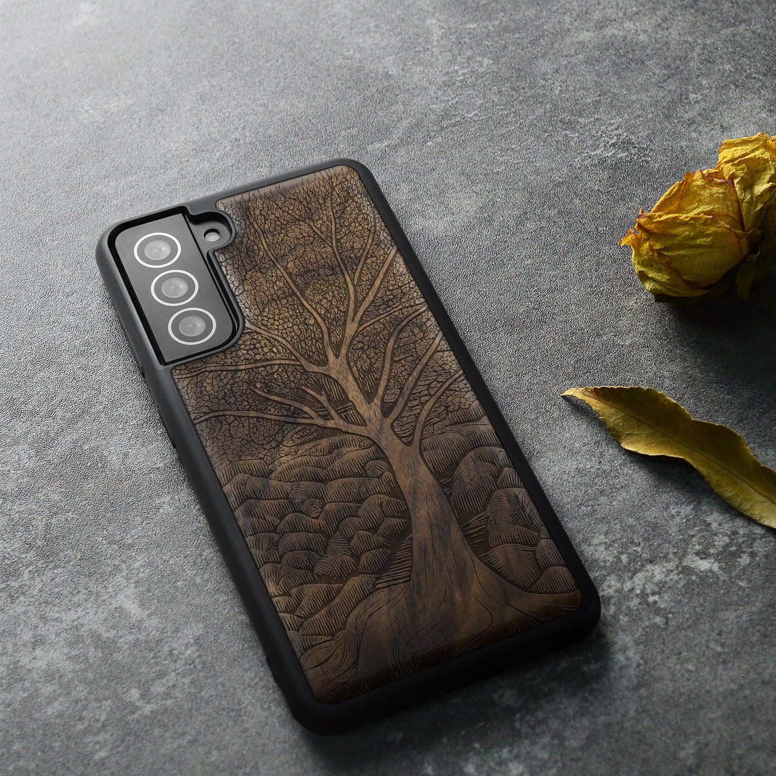 Carveit Magnetic Wooden Case For Pixel 9 Pro Google 9 Pro Case, Wood Artisan Engraved & Soft TPU Shockproof Cover, Compatible With MagSafe Wireless Chargers (The Saxophone Serenade) Rosy