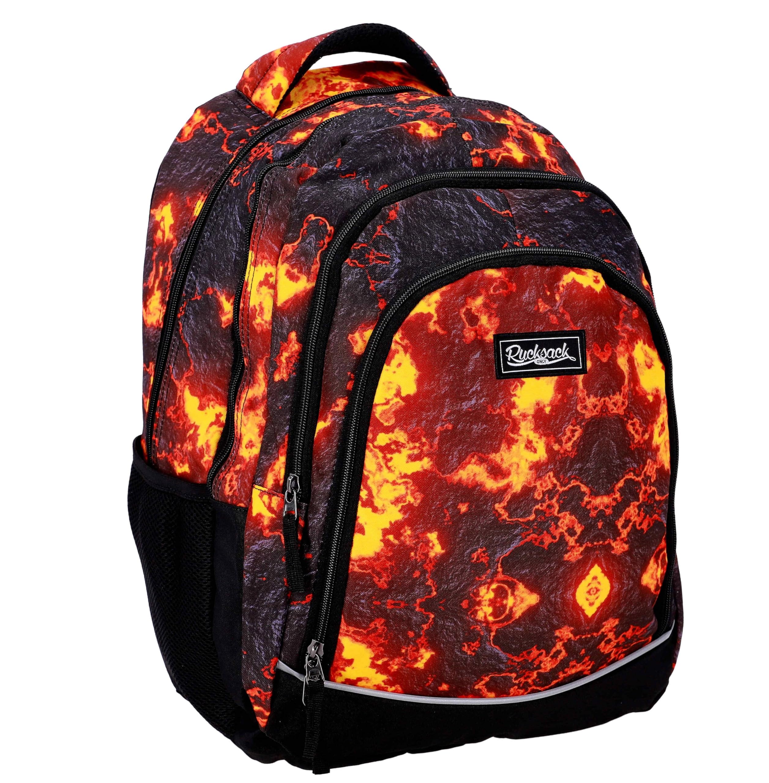 Schulrucksack Teenager Set 3 Teilig - Schulrucksack Jungen, Schulranzen Jungen ab 5. Klasse mit Brustgurt - Rucksack Schule, Schultasche - Ergonomischer Schulranzen (Lava)