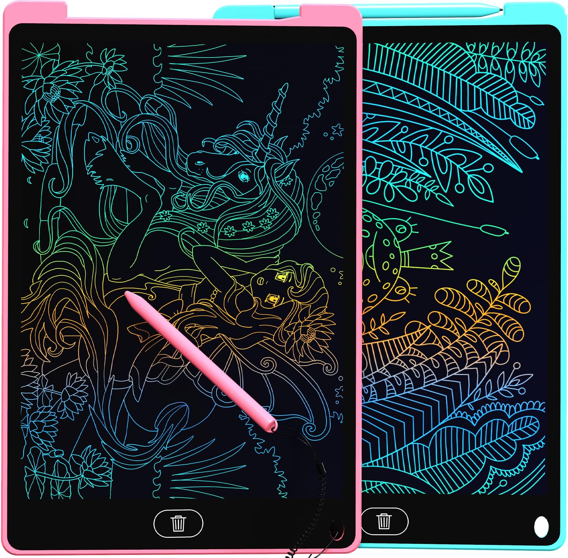 2 Pack LCD Writing Tablet, Kidsbro 12 Inch Doodle Board, Colorful Drawing Pad for Kids, Portable Drawing Tablet for Kids, Learning Gift Creative Toy for 2-10 Year Old Girls Boys Toddlers