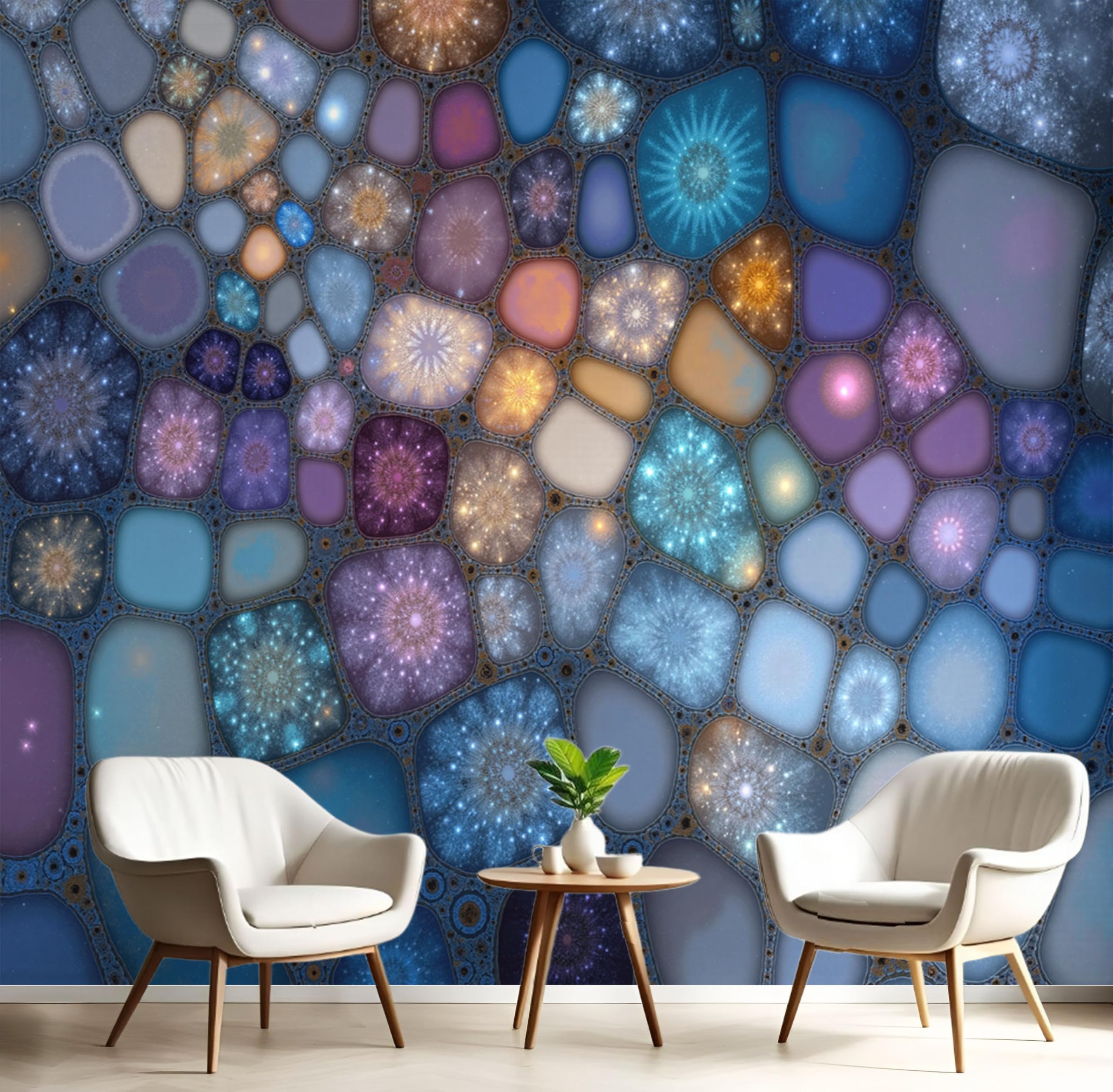 Papier peint 3D art géométrique bleu foncé, revêtement mural haut de gamme