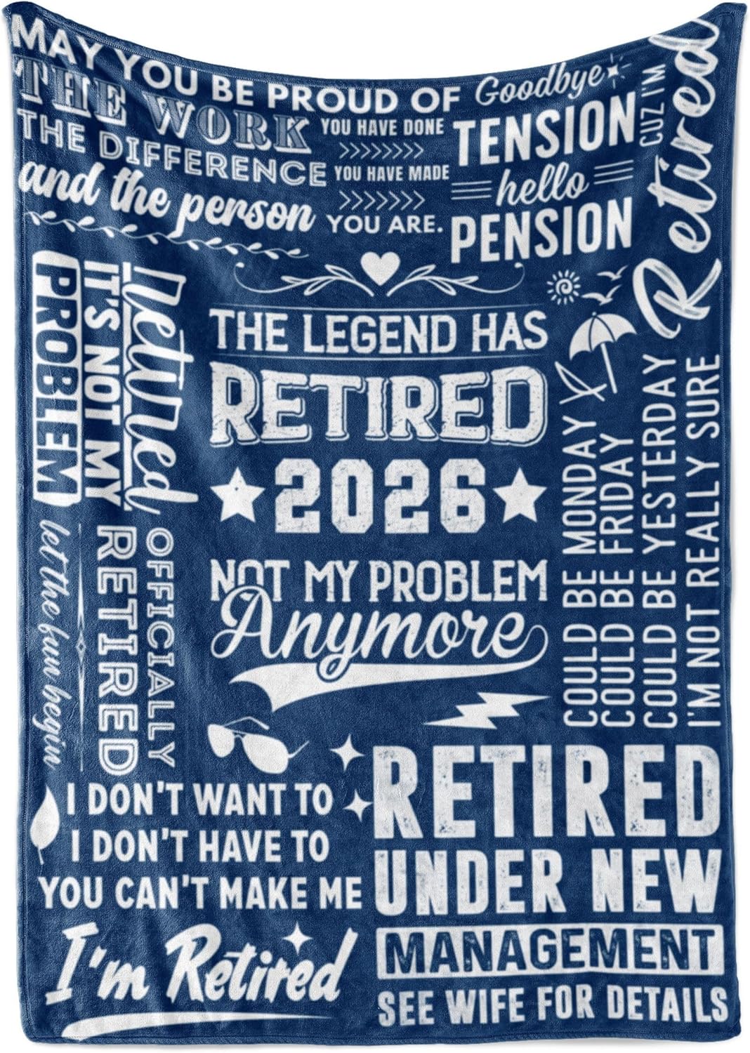 Retirement Gifts for Men Women 2026, Warm Soft Throw Blanket for Retirees, Male Blue, 60"x 80"
