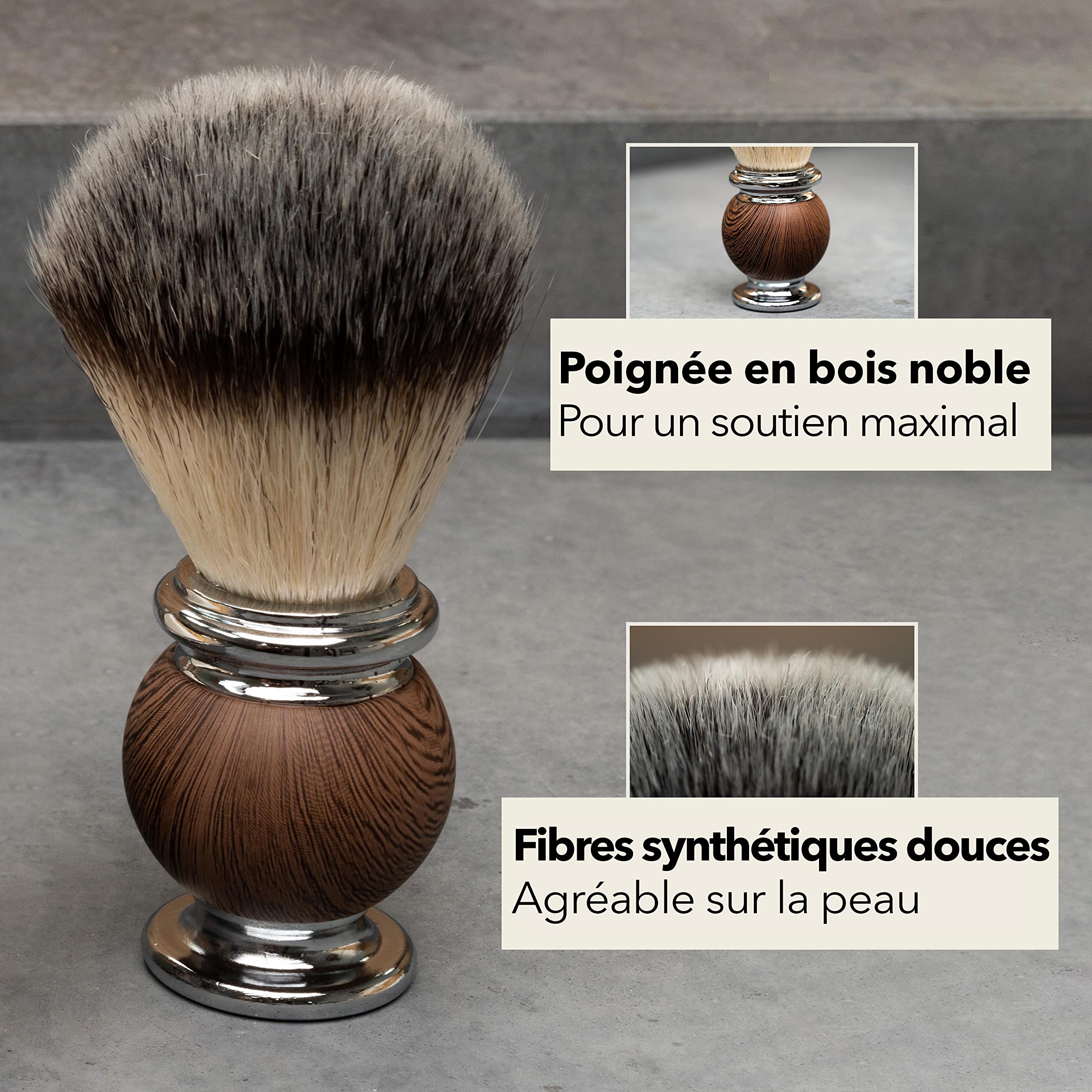 Störtebekker® Blaireau de rasage - Poils de blaireau imitation - Parfait pour un rasage humide confortable