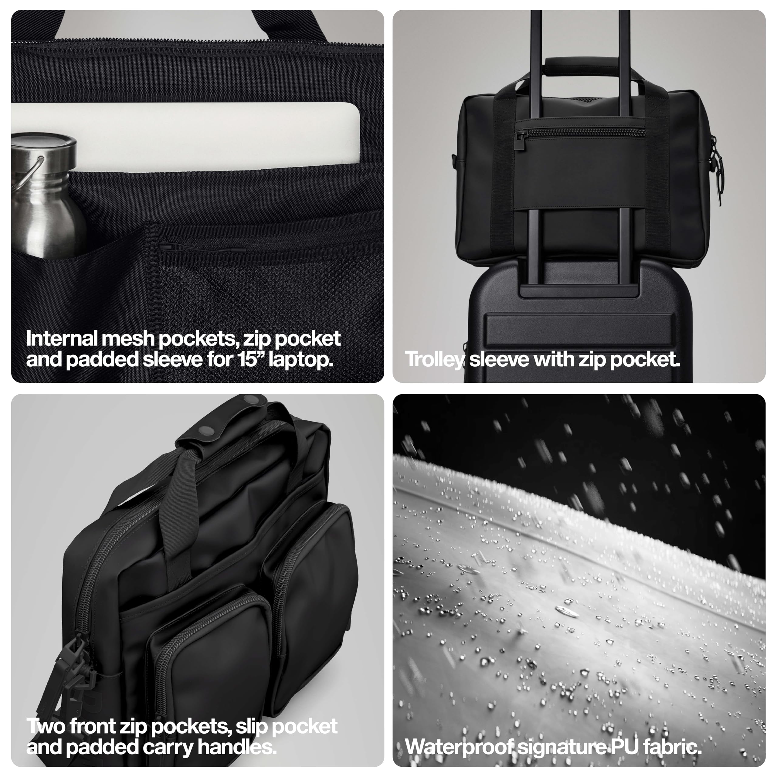 RAINS Waterproof Laptop Bag 13/14 Inch - Minimalist PU Laptop Sleeve With Shoulder Strap For Work & Commute