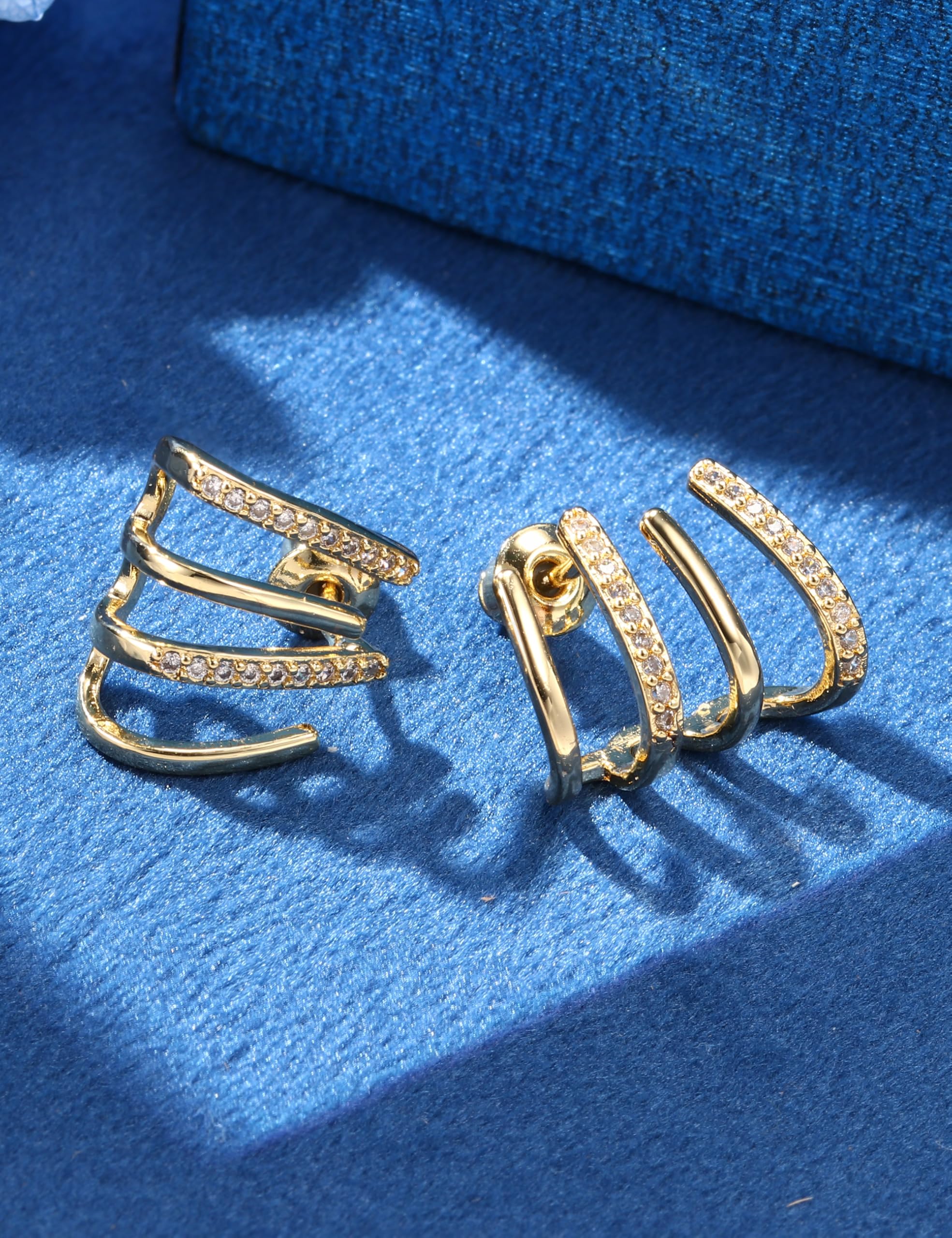 Sexy Outfit Pendiente de aro Doble Huggie de Plata de Ley para Mujer, Oro de 14 Quilates, para un Agujero, circonita cúbica, hélice de cartílago para Adolescentes y niñas