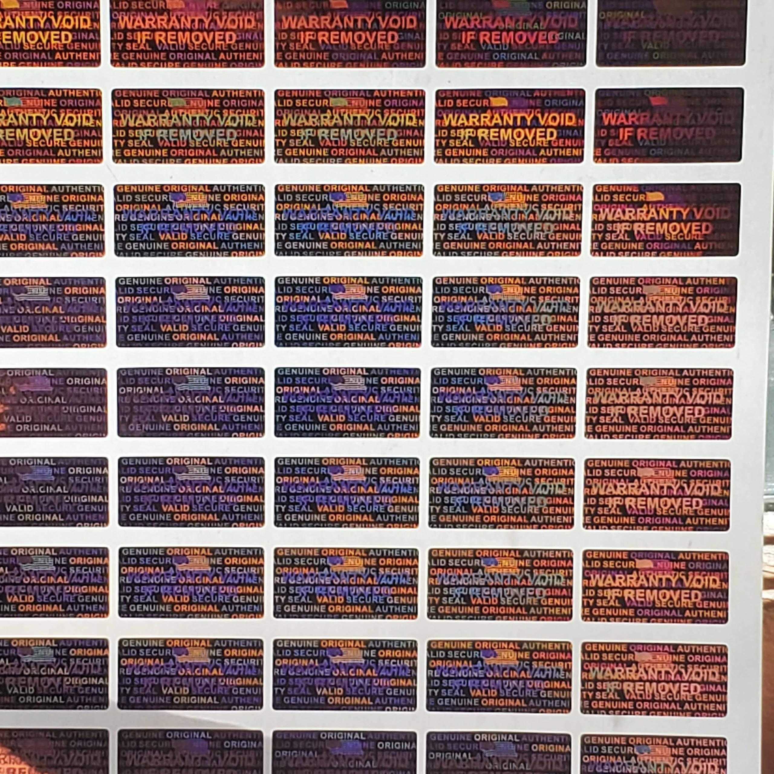 1000 pieczęci zabezpieczających hologram etykiety gwarancyjne widoczne na manipulacje naklejki 15 mm x 30 mm - marka Dealimax (miedź - pomarańczowa)