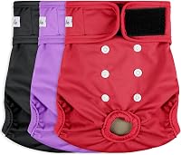 Grecle Reusable Female Dog Diapers Pack of 3 XS Red - Washable, Highly Absorbent for Heat, Incontinence & Seniors