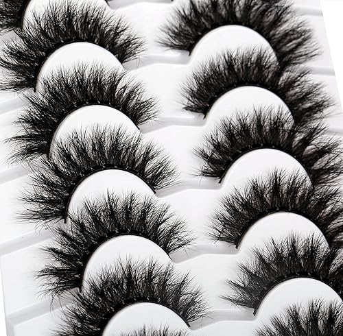 Miniatura 425 de Pooplunch Pestañas postizas de pelo de visón sintético, estilo de ojo de gato, paquete de pestañas postizas naturales esponjosas, paquete múltiple