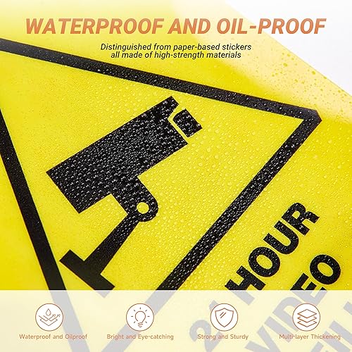 Miniatura 4 de 4 calcomanías de video vigilancia de 5 x 7 pulgadas de 24 horas, resistentes a la intemperie, a los arañazos, al agua y a la decoloración, vinilo