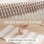 Waffle Bath Mat Non Slip, Boho Bathroom Rug, Super Absorbent Quick Dry Bathroom Mat, Soft Farmhouse Bath Rug with Tassels, Small Washable Shower Mats for Floor 16"x24", White and Taupe