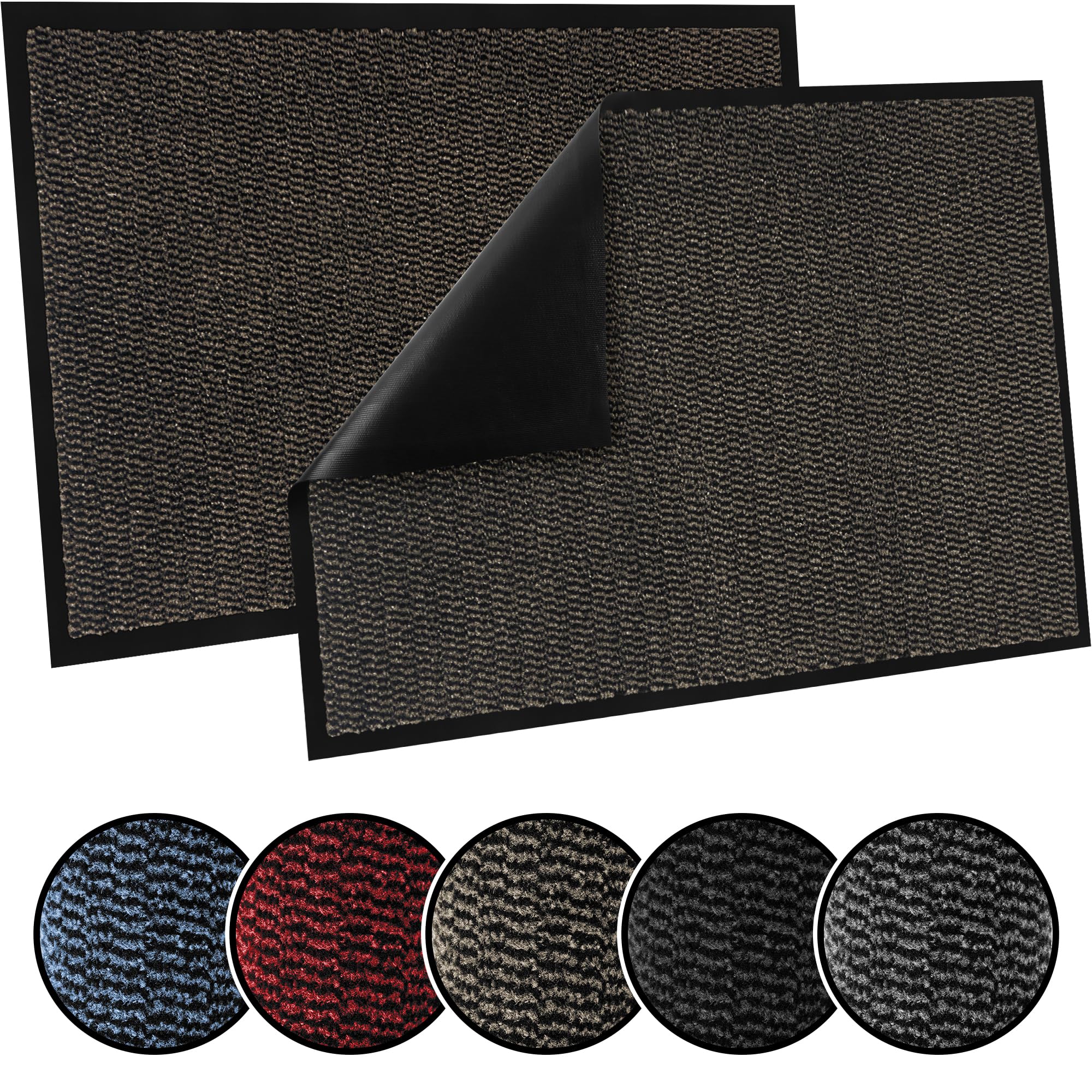 TrendMakers Door Mat Indoor & Outdoor Non-Slip Rubber Backed door mats indoor Super Absorbent Washable Dirt Trapper doormats - Durable & wrinkle-free Barrier Rug (Brown/Black - 80cm x 180cm) — image 1