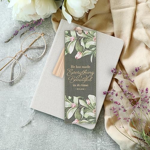 Miniatura 12 de Christian Art Gifts - Separador de piel sintética con cinta de satén y verso bíblico inspirador para mujeres y hombres, Marrón - Proverbios 31 Mujer