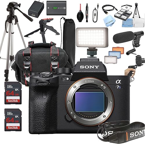 Sony a7S III Cuerpo de cámara sin espejo (sin lente) + LED siempre encendido + memoria de 128 GB, filtros, funda, trípode + más (kit de 28 piezas)
