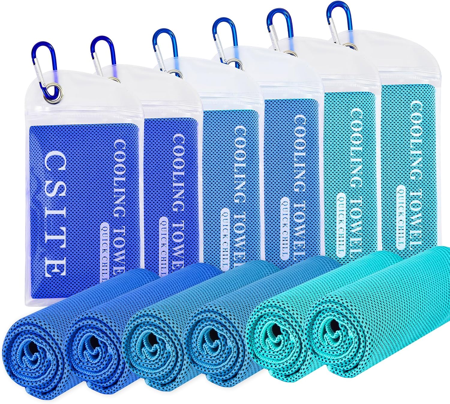 6 Pack Cooling Towels (47″x12″) for Neck and Face, Ice Towel for Hot Weather, Soft Breathable Chilly Gym Towels, Microfiber Towel for Work Out, Yoga, Running, Camping & More Activities