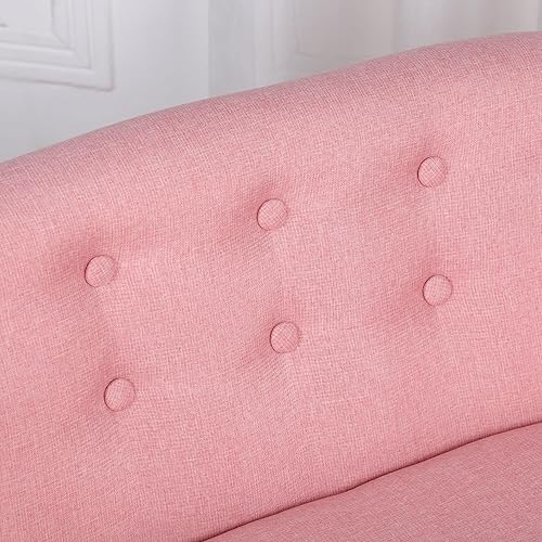 Miniatura 7 de Qaba Sofá para Niños de 2 Asientos, Sofá Sillón para Niños Pequeños, Tela Similar al Lino y Marco de Madera Silla Sofá para Edades 3-7, Asiento de