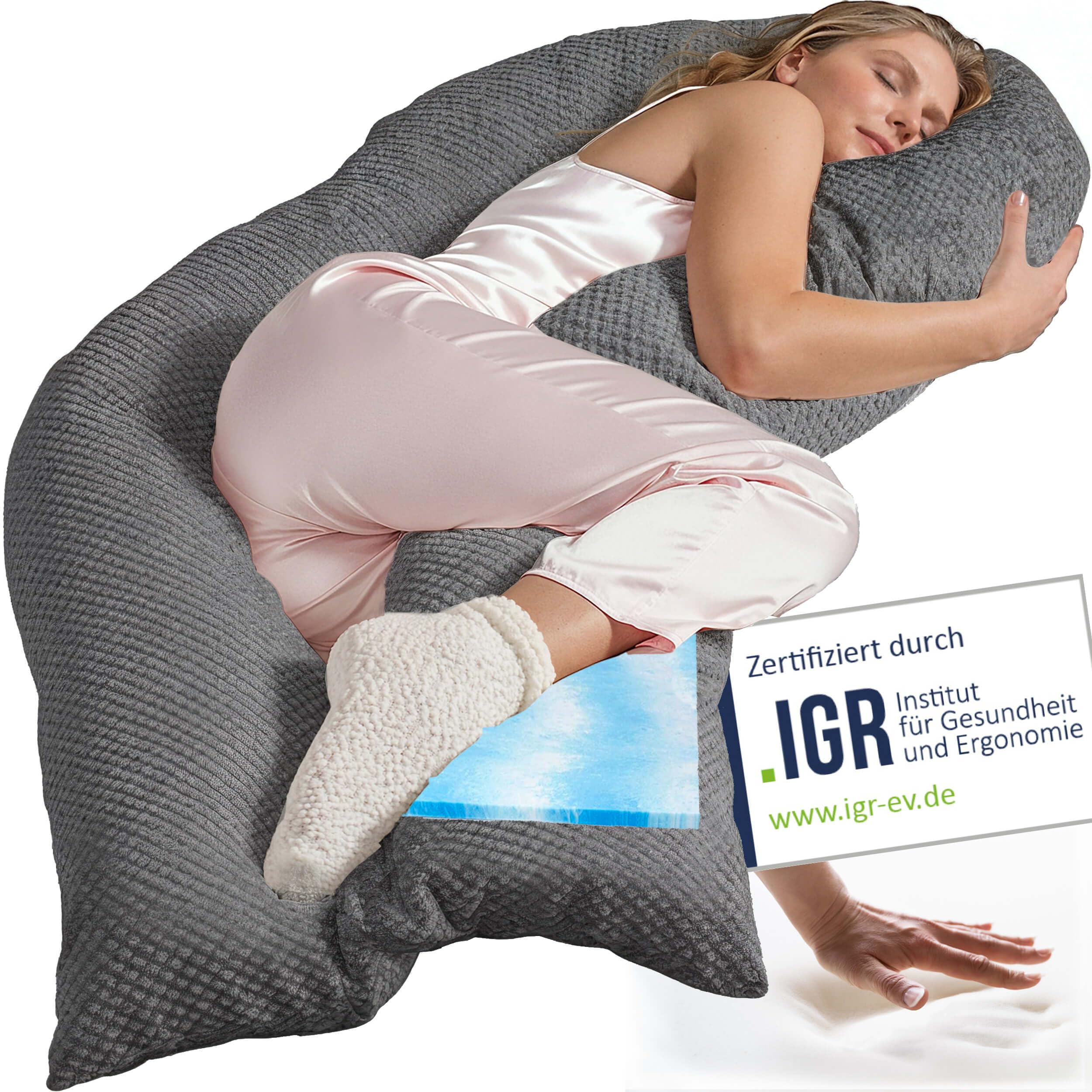 Traumreiter Memory Foam Seitenschläferkissen Orthopädisch | Schwangerschaftskissen Stillkissen XXL Wendekissen