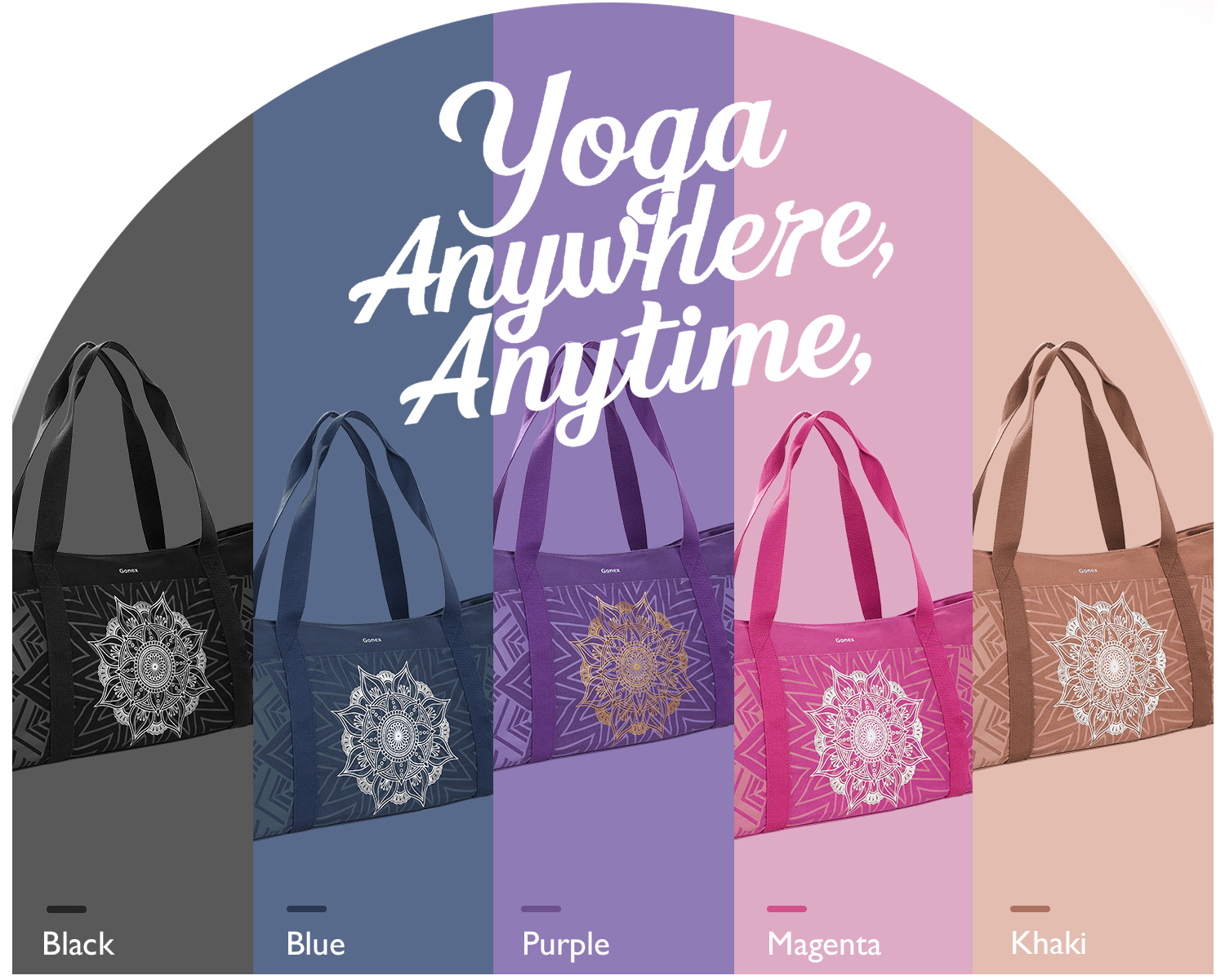 Sac De Yoga Gonex Grande Capacité - Toile Résistante, Poche Imperméable, Fermetures éclair Métal, Pour Tapis, Blocs, Voyage - 11