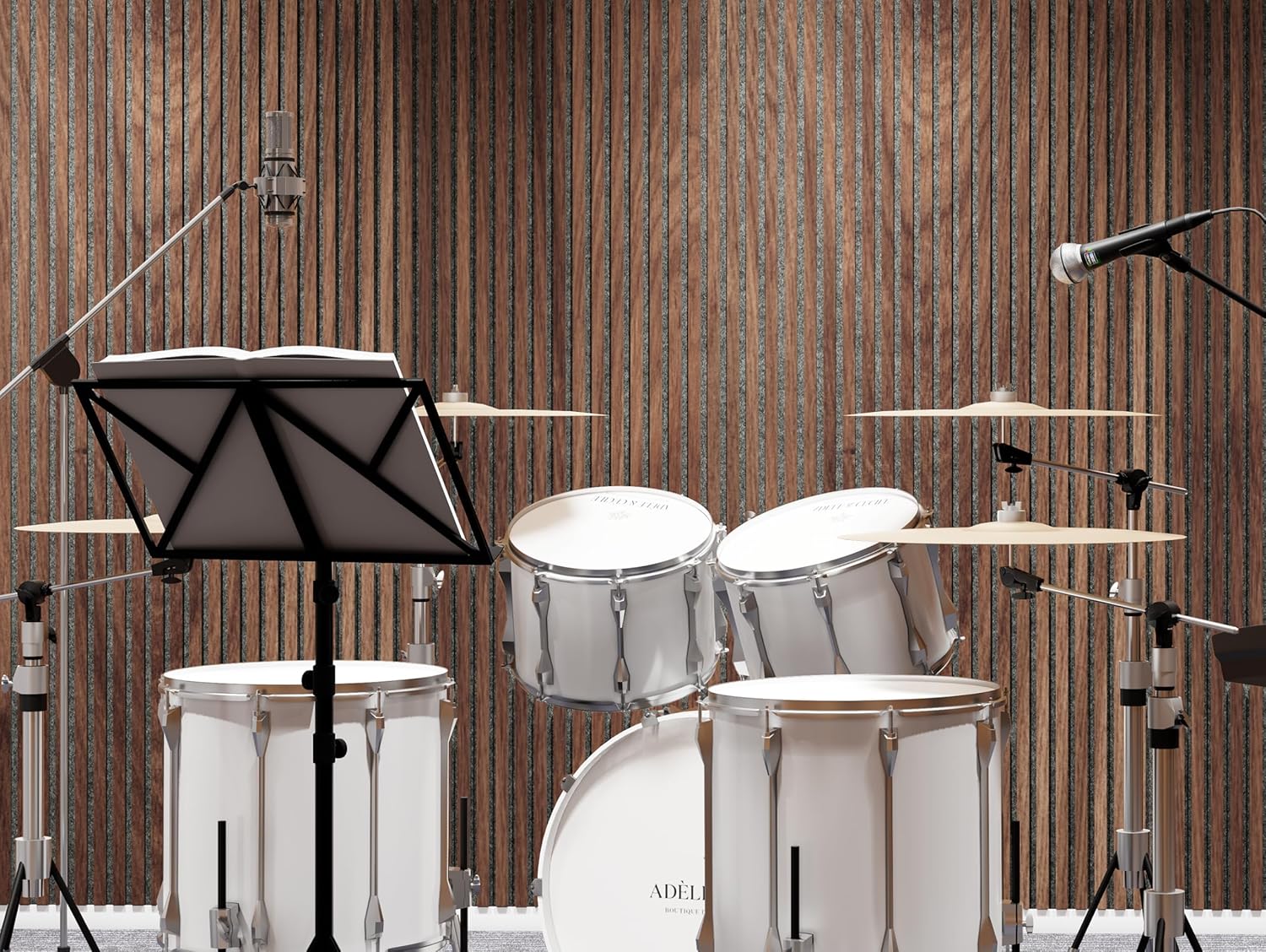 2-Pack Acoustic Wood Veneer Wall Panels, 47"x23.6"x0.74" 3D Self-adhesive Panel, Dual-layer Soundproof Tiles for Echo Absorption, Decorative Acoustical Barrier, Walnut Wood Finish