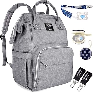 Diaper Bag by Dodo Babies + 2 Pacifier Clips + Pacifier Case, Multi-Function Waterproof Maternity Nappy Bags, Travel Backpack Large Capacity Excellent Baby Shower/Registry Gift