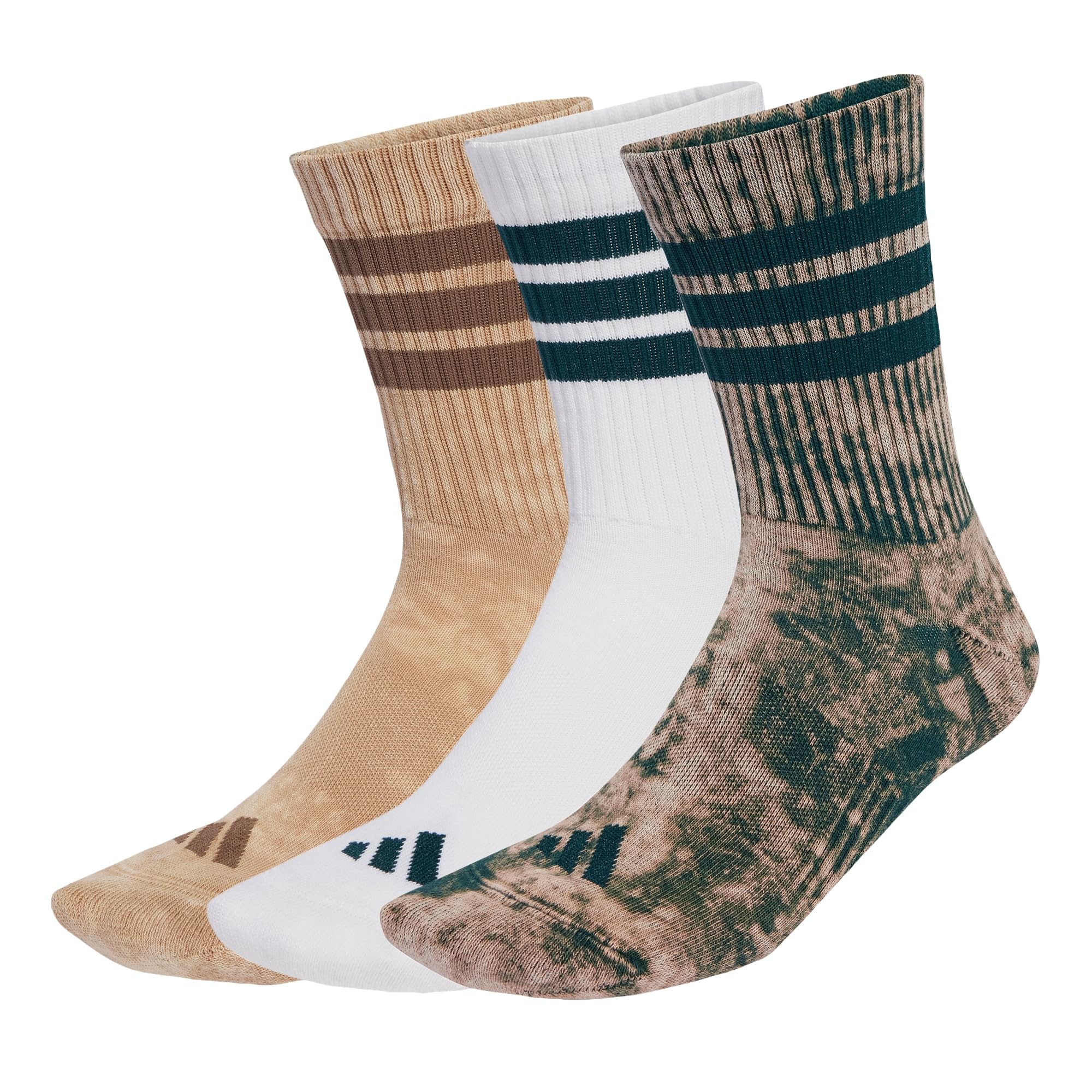 Adidas Unisex Warm Sandstone / Aurora Ivy / White Stonewash Crew Socks 3 Pairs