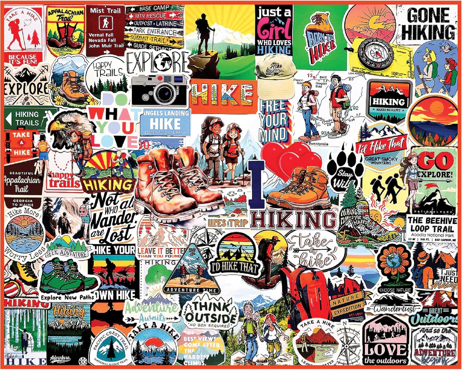White Mountain 1000 Piece Jigsaw Puzzle Outdoor Nature Collage Puzzles with Large Pieces Gift for Adults and Family 24"x30" - I Love Hiking