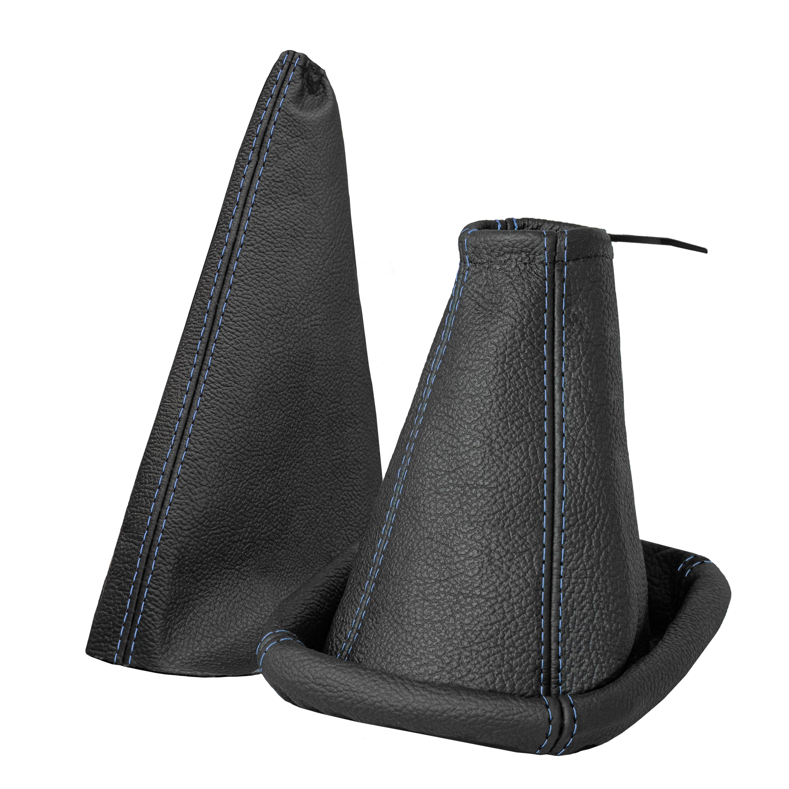 Funda palanca de cambios y Freno de mano - para Opel Corsa C 2000-2006 - negro azul - de cuero auténtico - de marchas manual - para transmisión manual - fuelle palanca de cambios - (A104-10)