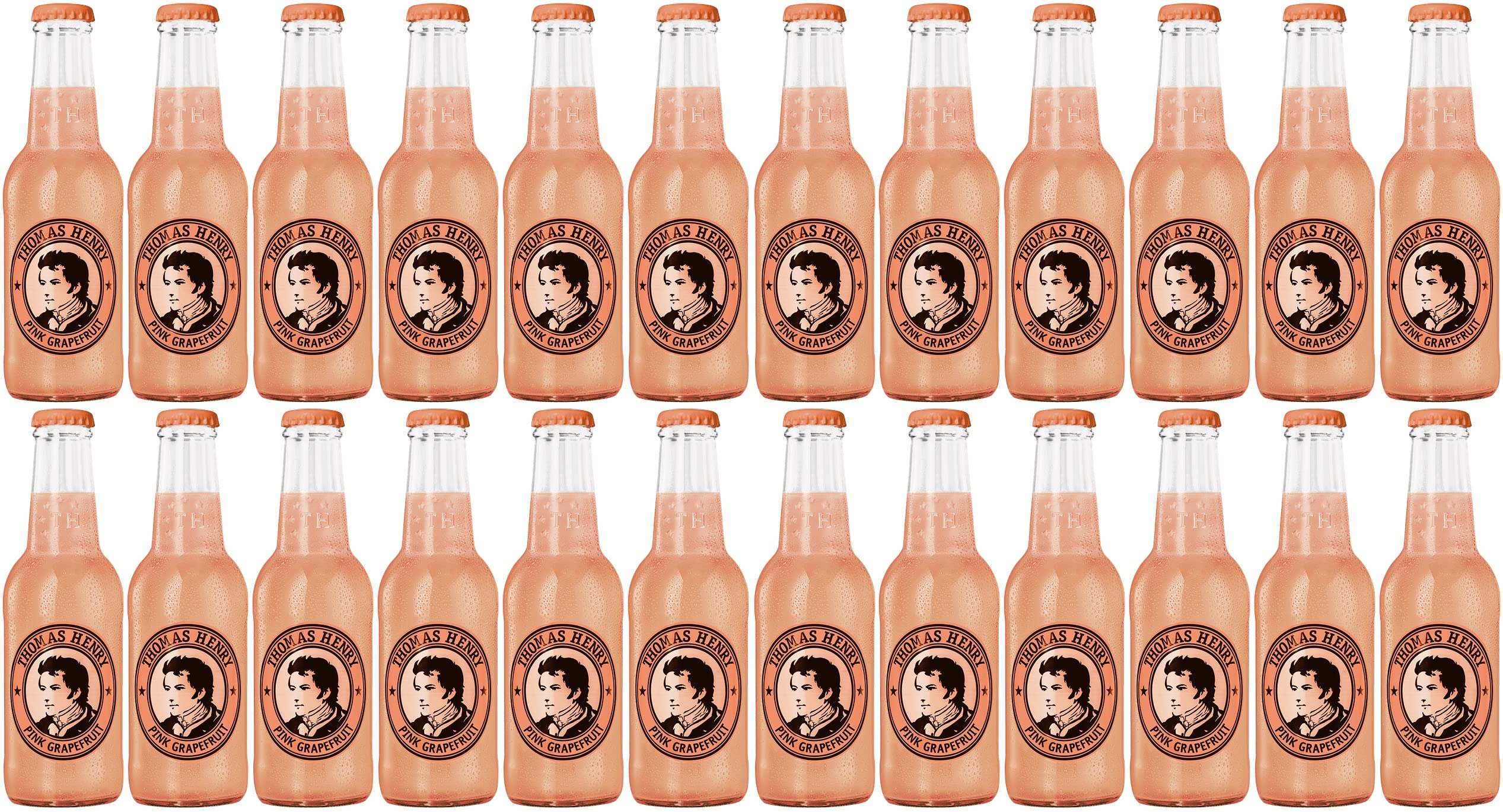 Thomas Henry Pink Grapefruit - aufregend fruchtig - (24 x 0,2 l Glas MW) 24er Set Limonade zum Mixen deiner Longdrinks und Cocktails mit Tequila, Rum & Co.